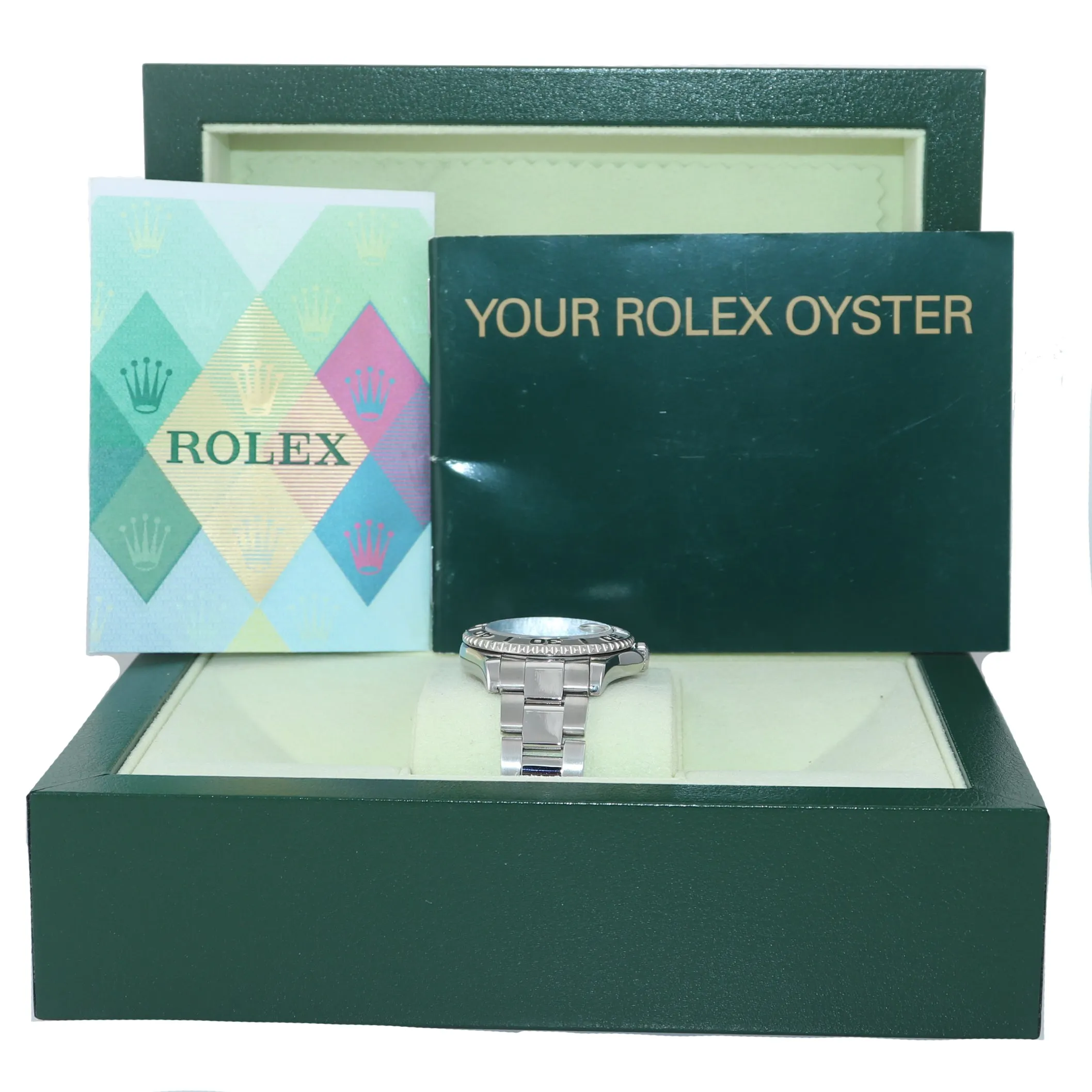 2007 PAPERS Rolex Yacht-Master 168622 Steel Platinum Ladies Midsize 35mm Watch