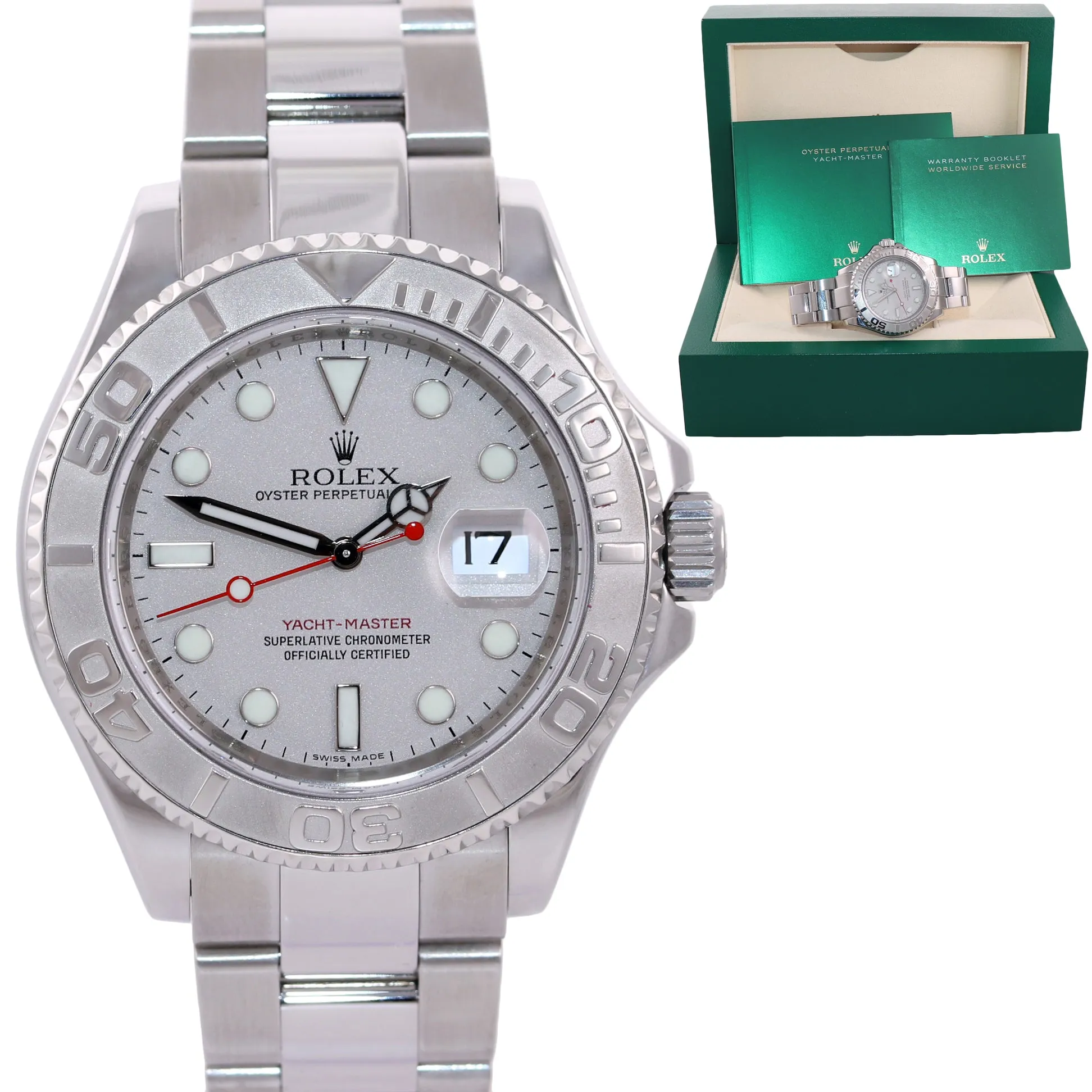 2008 Rolex Yacht-Master 16622 Steel Platinum Engraved Rehaut Watch Box
