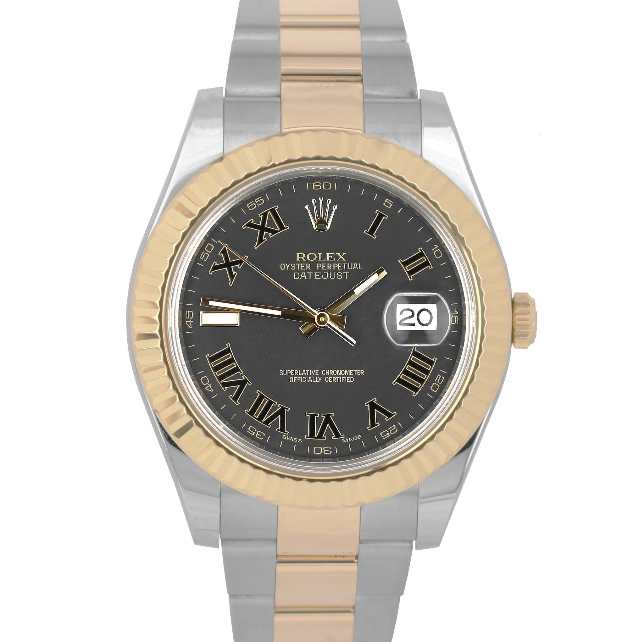 2012 Rolex Datejust II 2 116333 Two-Tone Gold Stainless Black Roman 41mm Watch