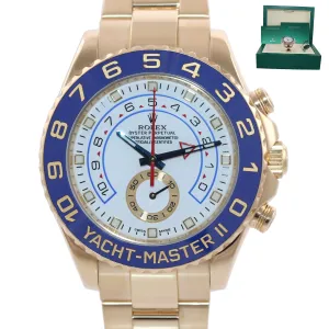 2017 BLUE HANDS Men's Rolex Yacht-Master 2 Yellow Gold 116688 44mm Watch Box