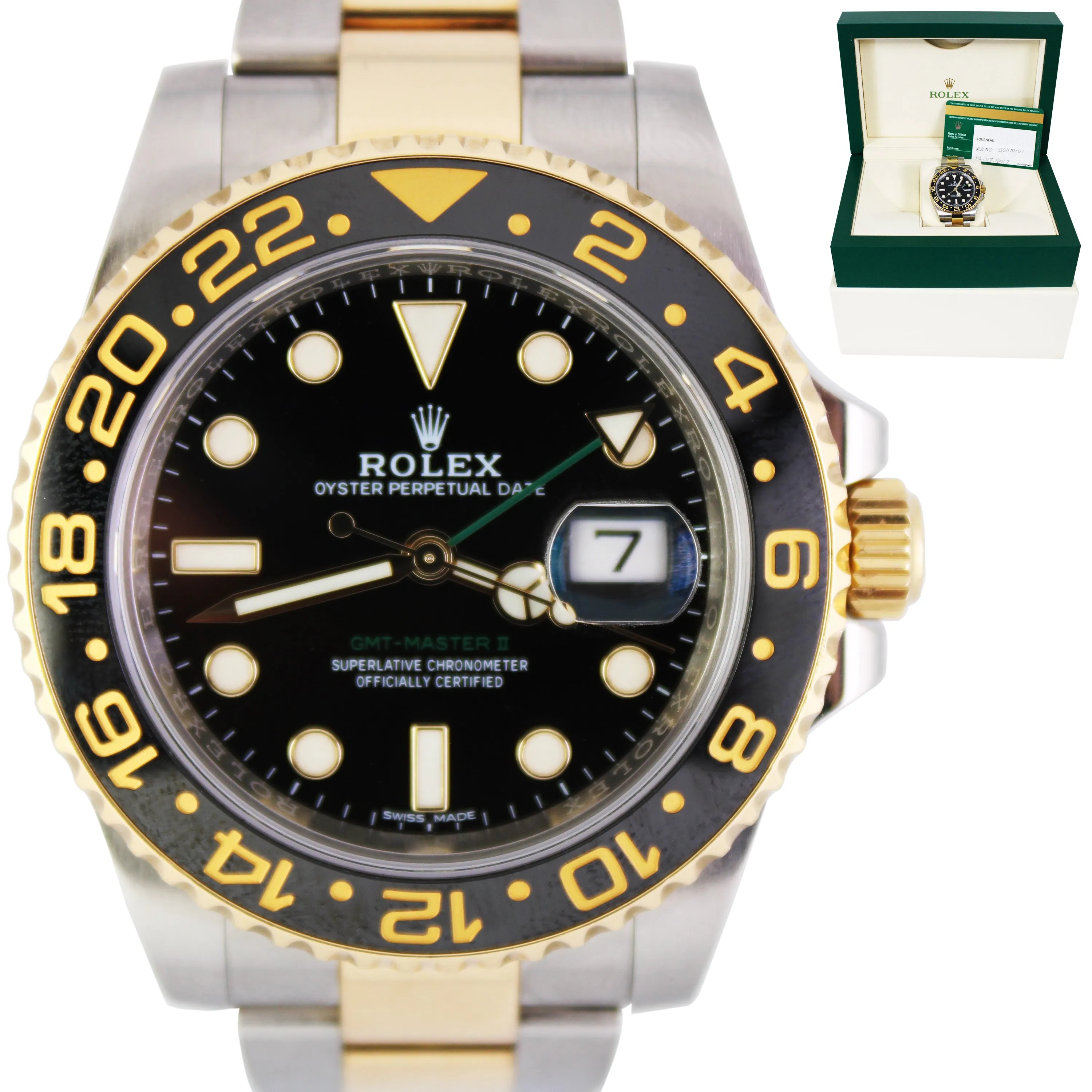 2017 Rolex GMT-Master II Ceramic Black Two-Tone Gold 40mm Watch B P 116713