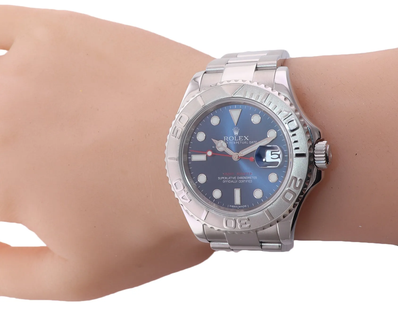 2017 Rolex Yacht-Master 116622 Blue Dial Steel Platinum 40mm Watch Box