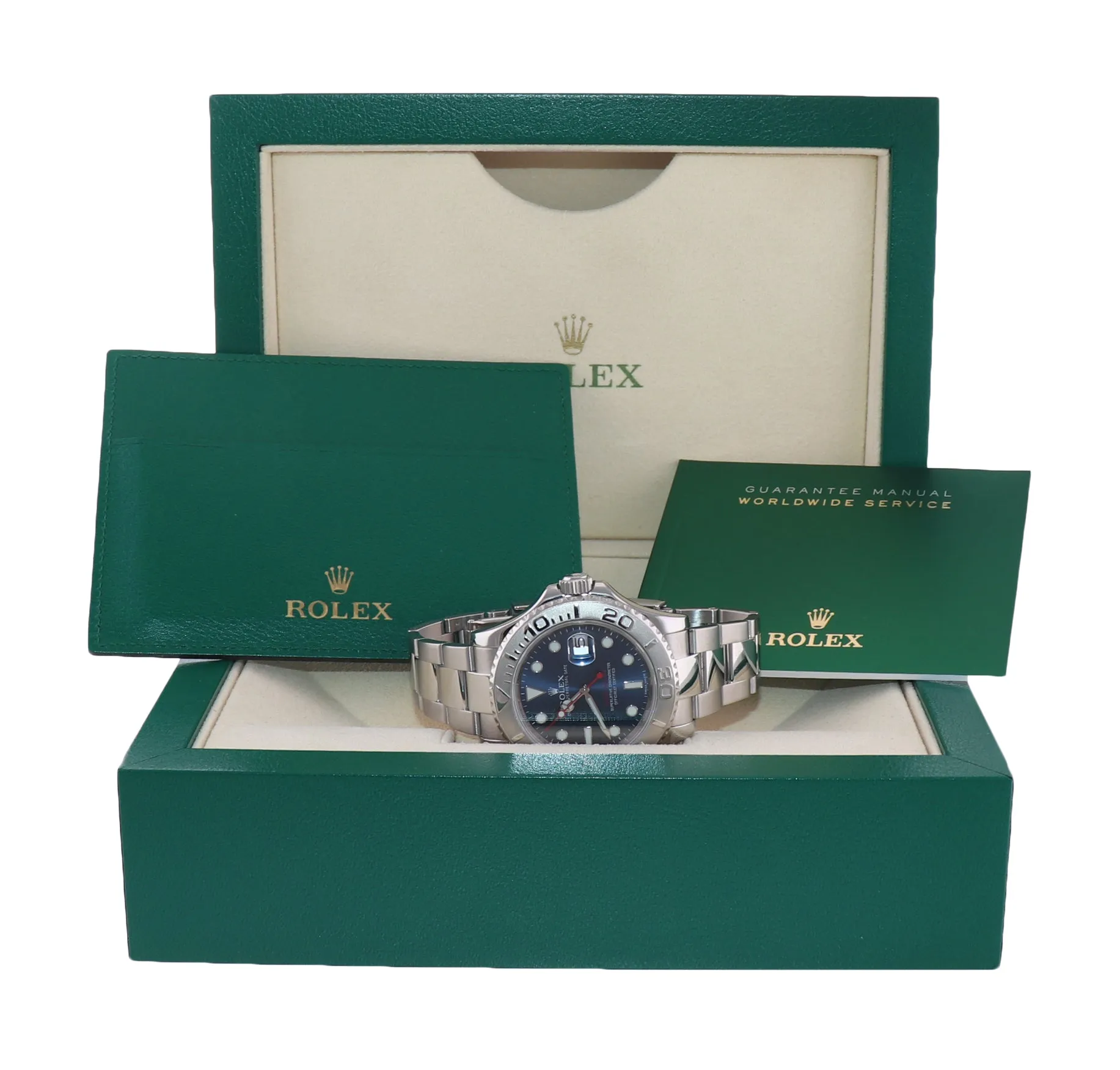 2017 Rolex Yacht-Master 116622 Blue Dial Steel Platinum 40mm Watch Box