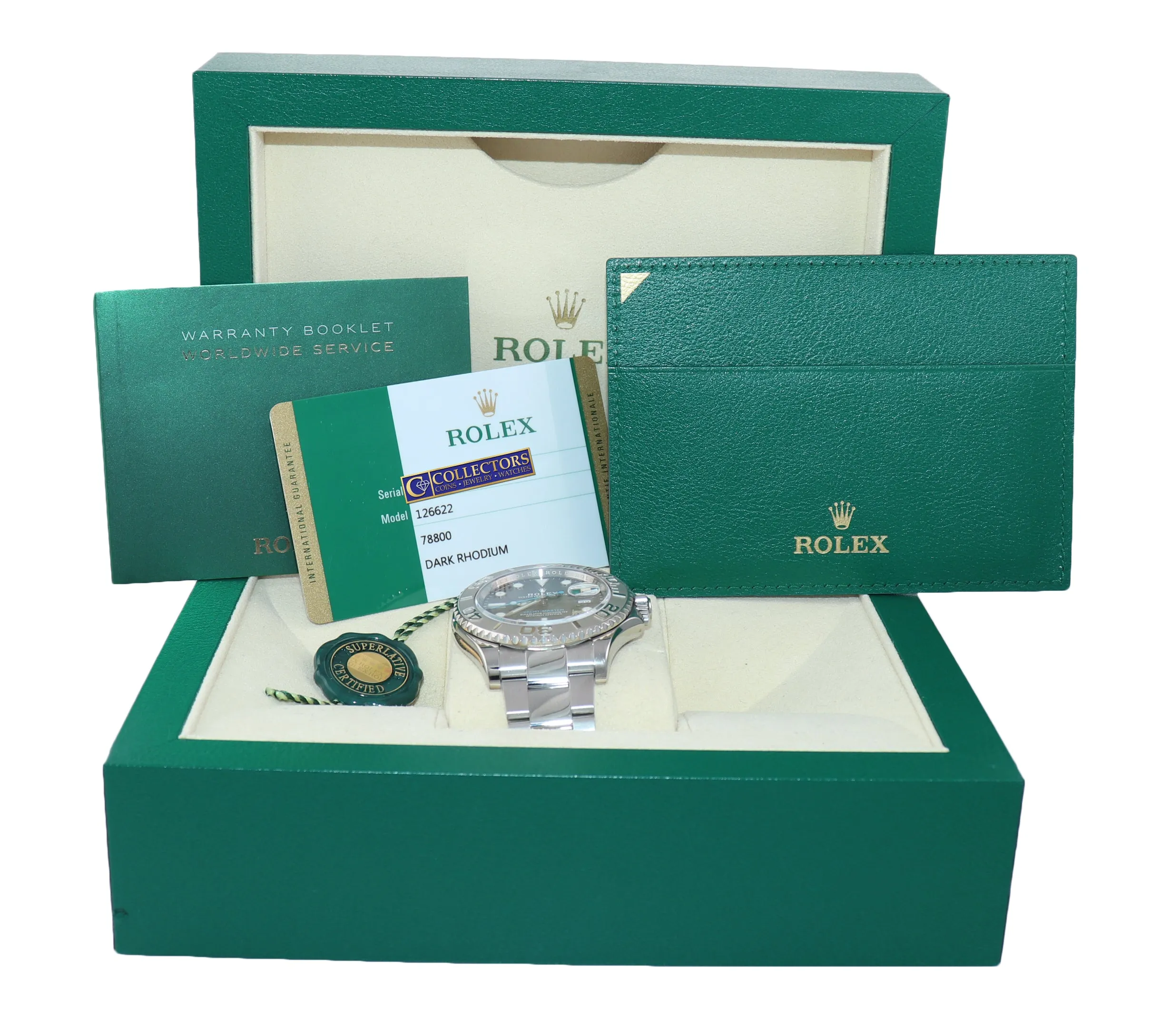 2018 PAPERS Rolex Yacht-Master 116622 Steel Platinum Dark Rhodium Blue Watch Box