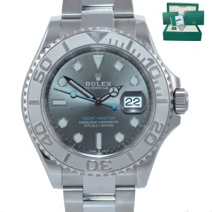2018 PAPERS Rolex Yacht-Master 116622 Steel Platinum Dark Rhodium Blue Watch Box
