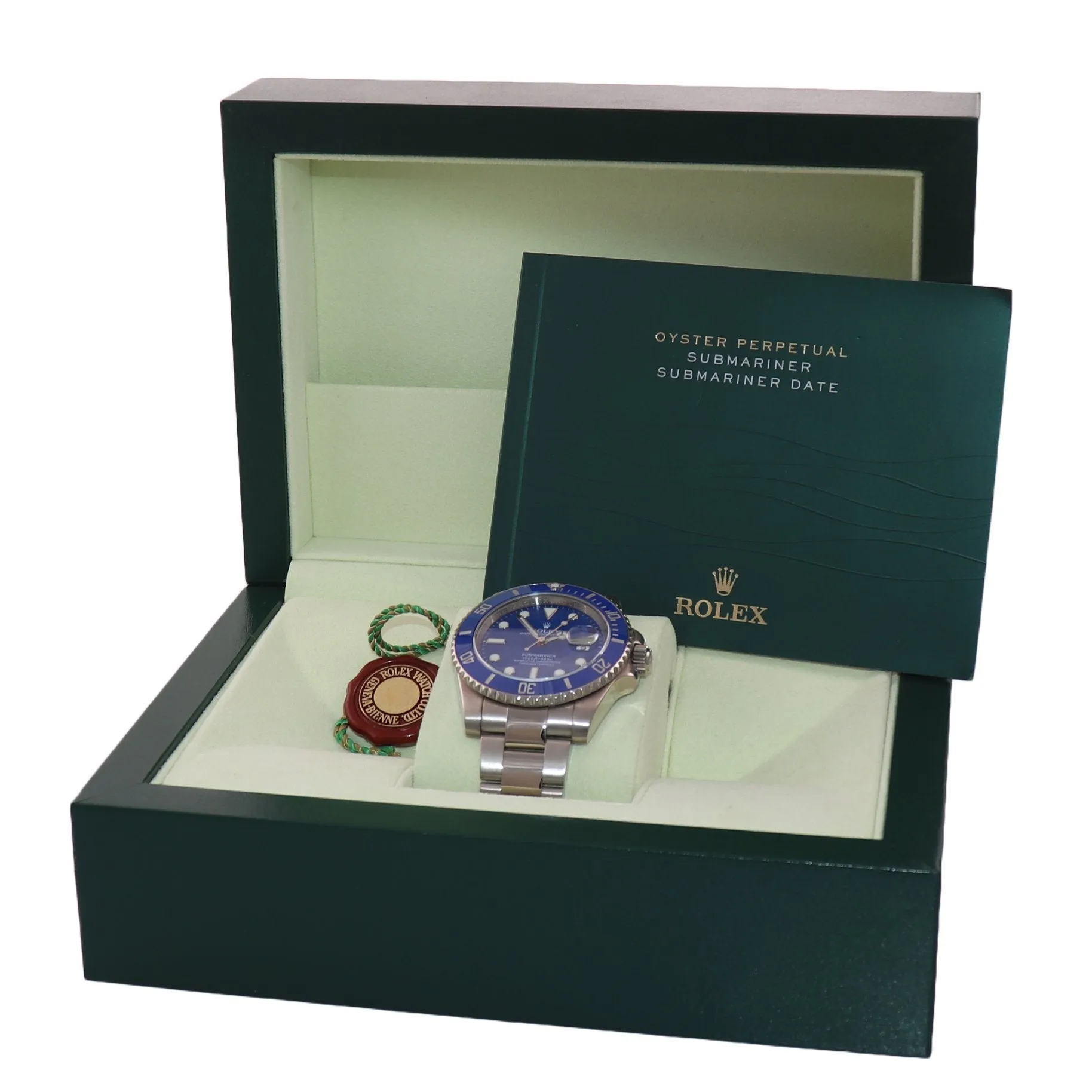 2018 Rolex Submariner Smurf 116619 18k White Gold Blue 40mm Ceramic Watch Box