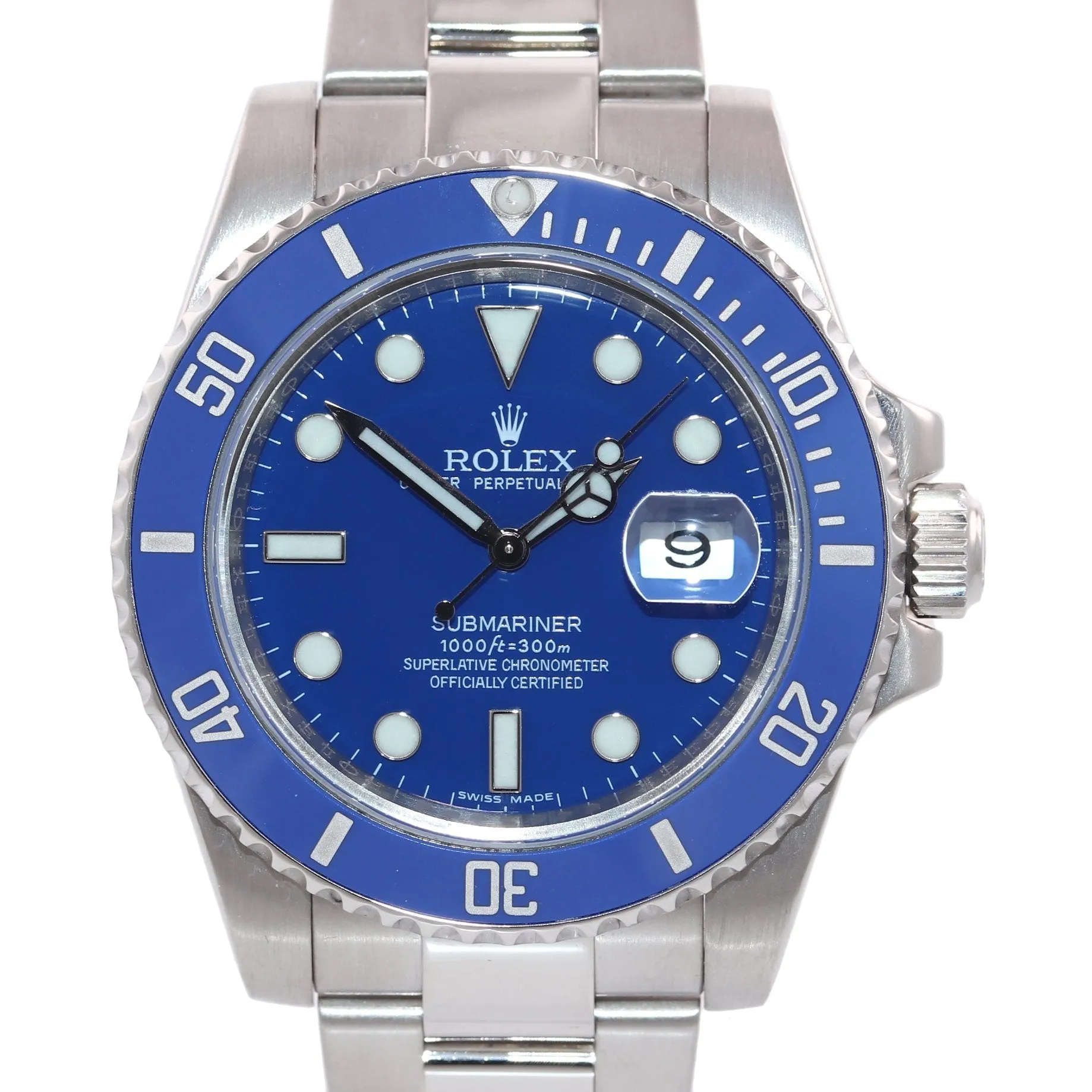 2018 Rolex Submariner Smurf 116619 18k White Gold Blue 40mm Ceramic Watch Box