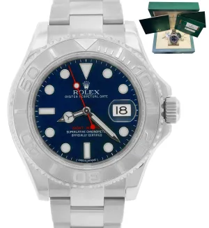 2018 Rolex Yacht-Master 116622 Stainless Steel Platinum Blue 40mm Swiss  Watch