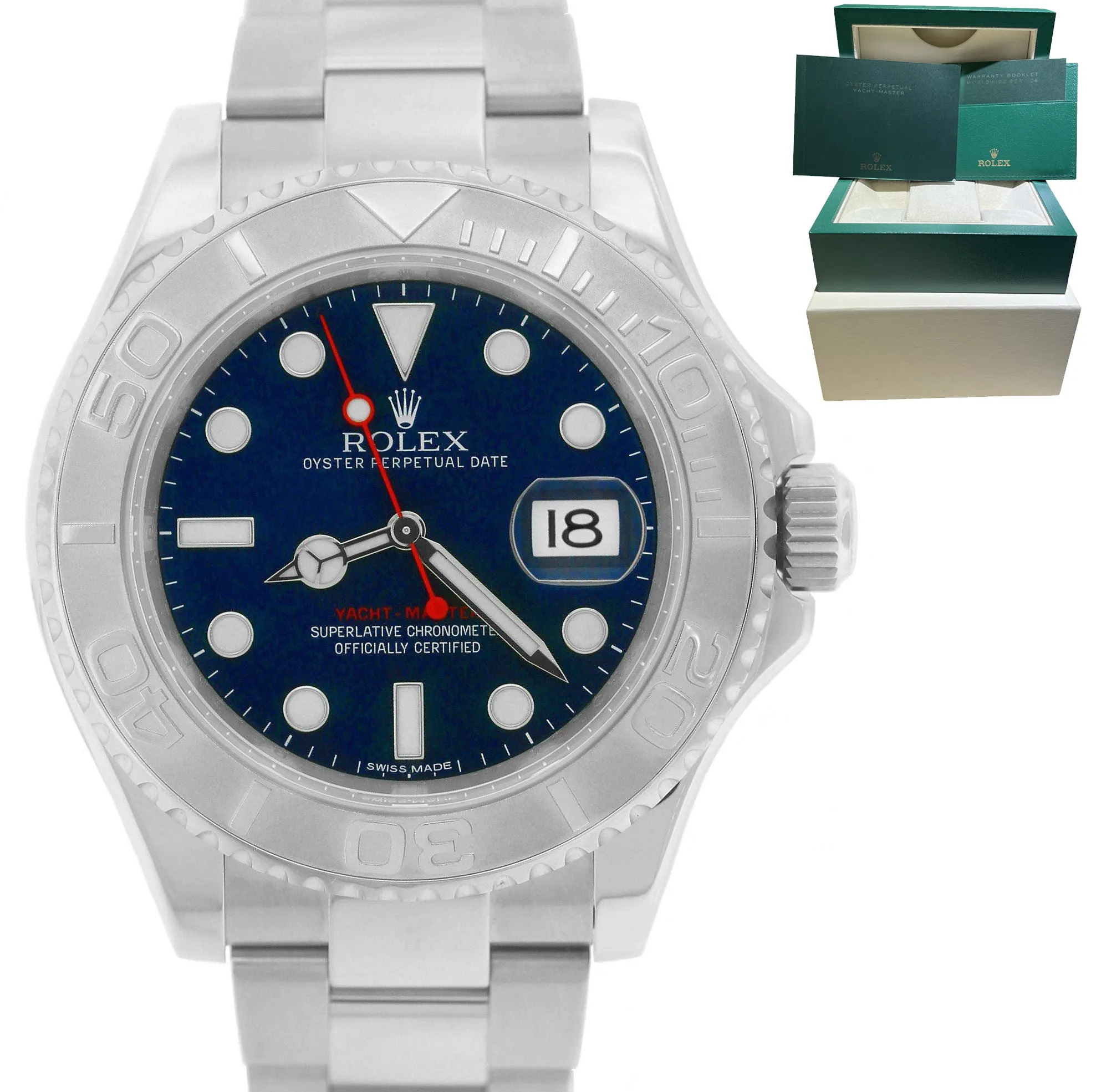 2019 Rolex Yacht-Master Stainless Steel Platinum Blue 40mm 40mm Watch 116622