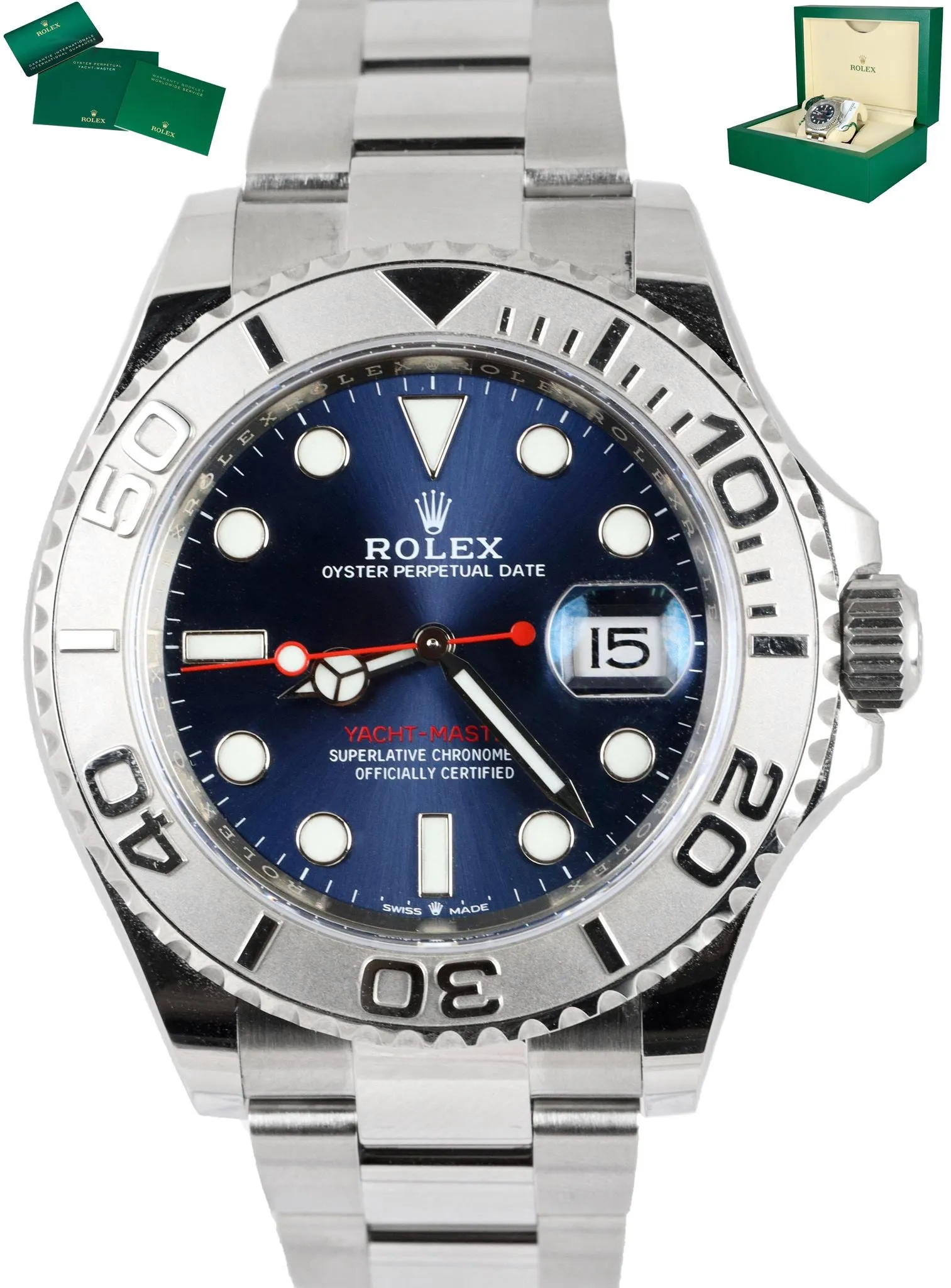 2020 Rolex Yacht-Master 40mm Blue 126622 Stainless Steel Platinum Oyster Watch