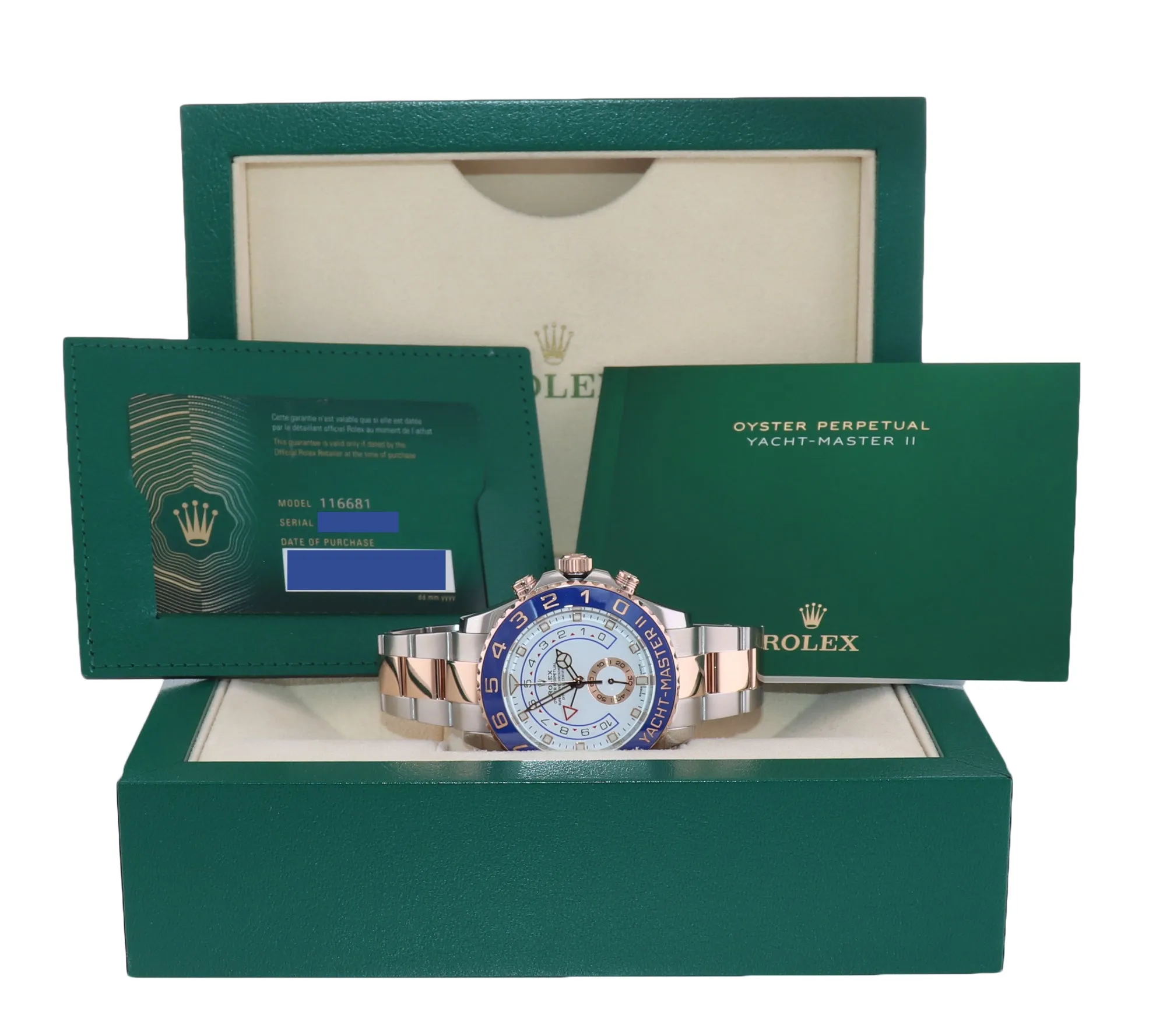 2021 NEW PAPERS Rolex Yacht-Master II 116681 Steel Everose Gold 44mm Watch Box