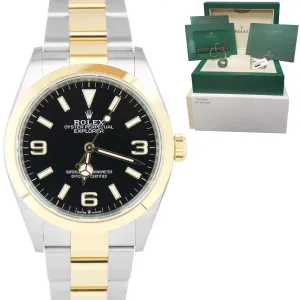 2022 Rolex Explorer I Black Two-Tone Yellow Gold Steel 36mm 124273 Watch B P
