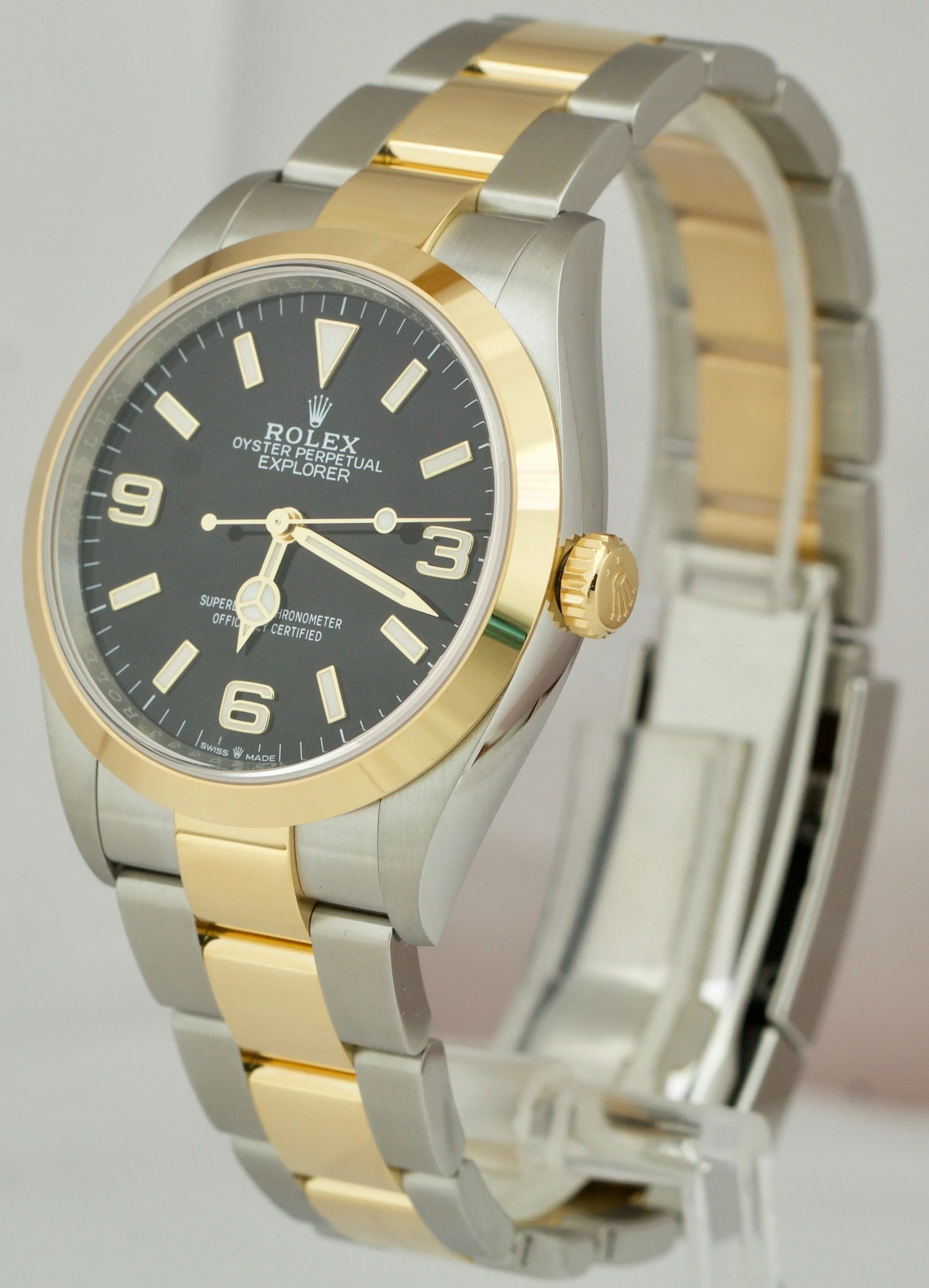 2022 Rolex Explorer I Black Two-Tone Yellow Gold Steel 36mm 124273 Watch B P
