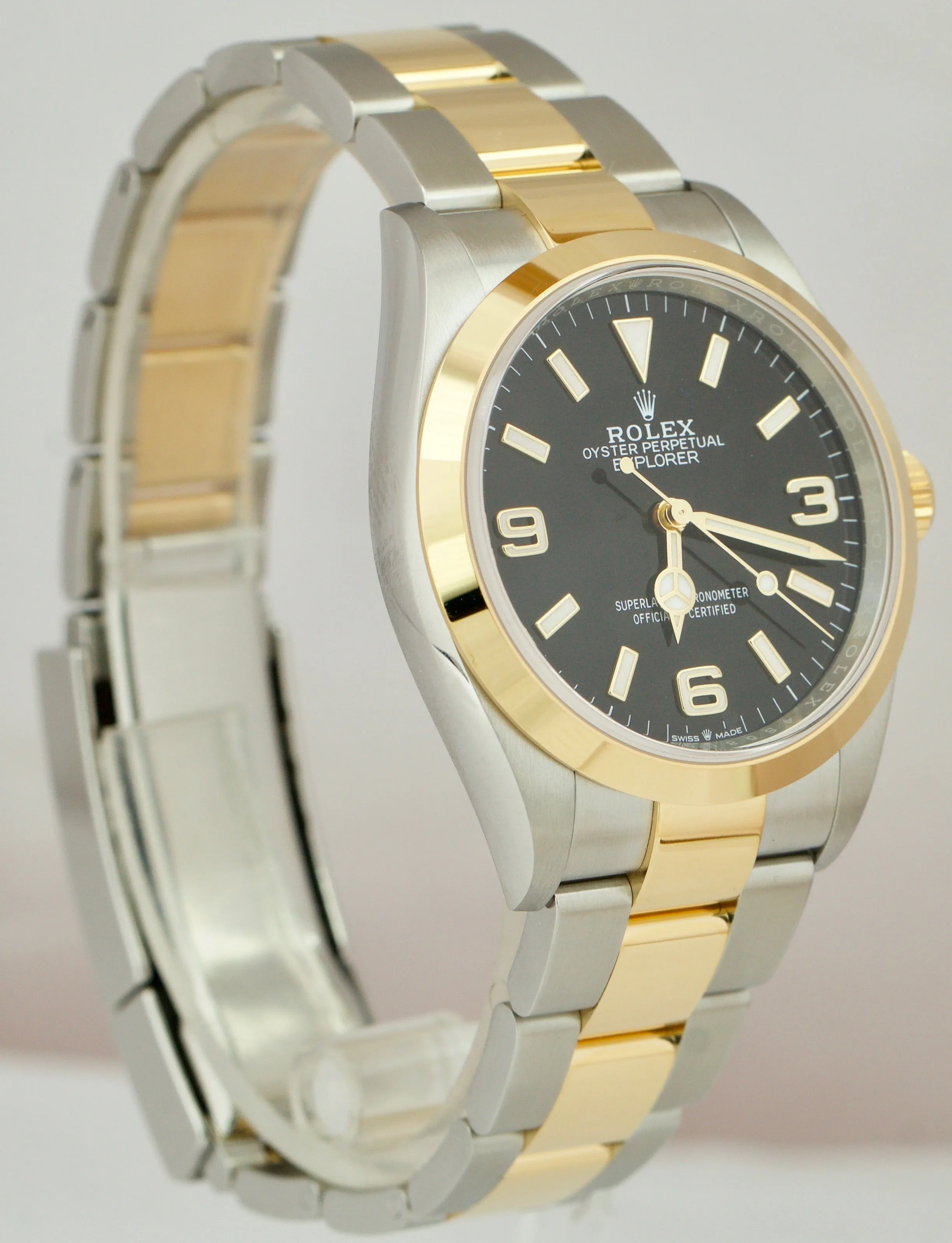 2022 Rolex Explorer I Black Two-Tone Yellow Gold Steel 36mm 124273 Watch B P