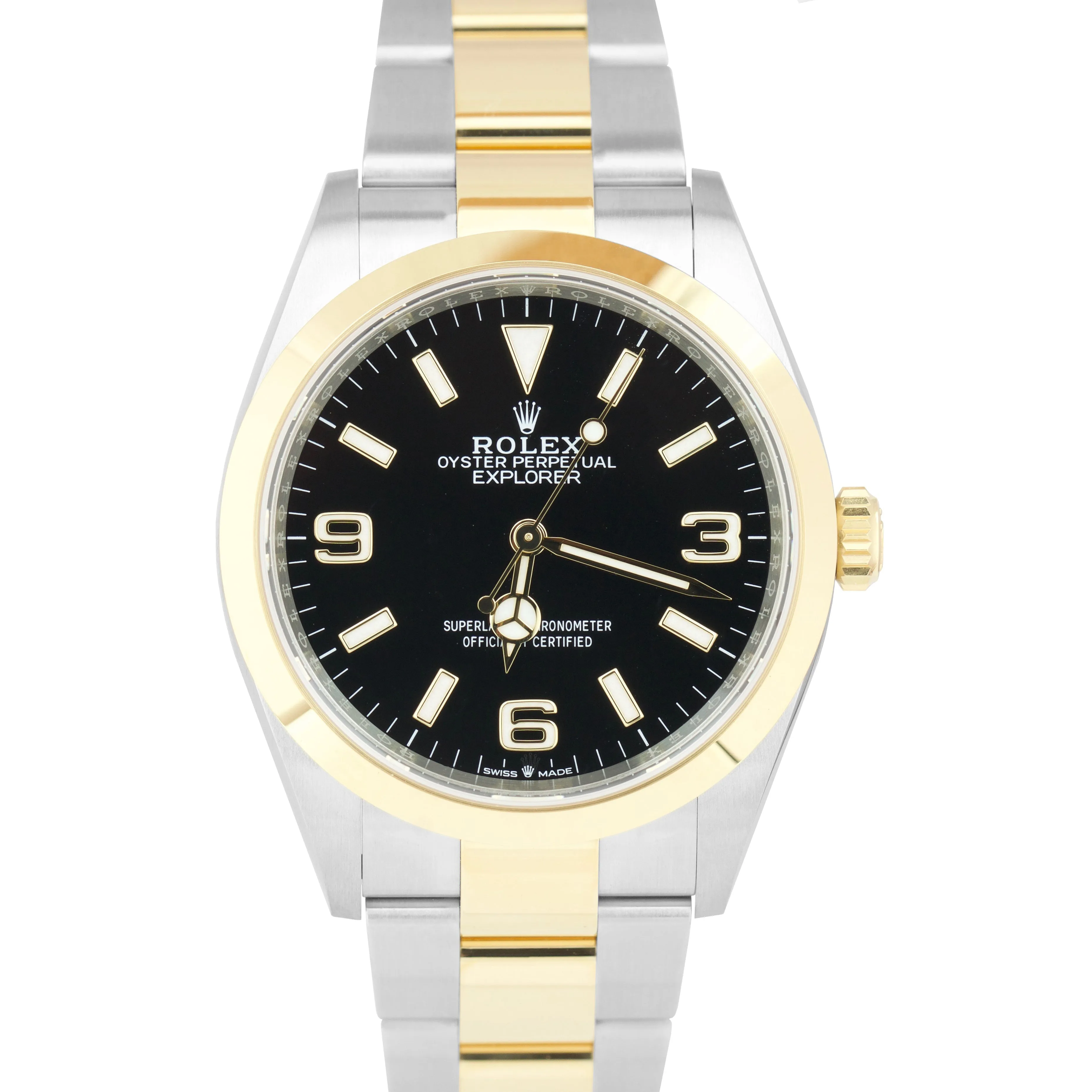 2022 Rolex Explorer I Black Two-Tone Yellow Gold Steel 36mm 124273 Watch B P