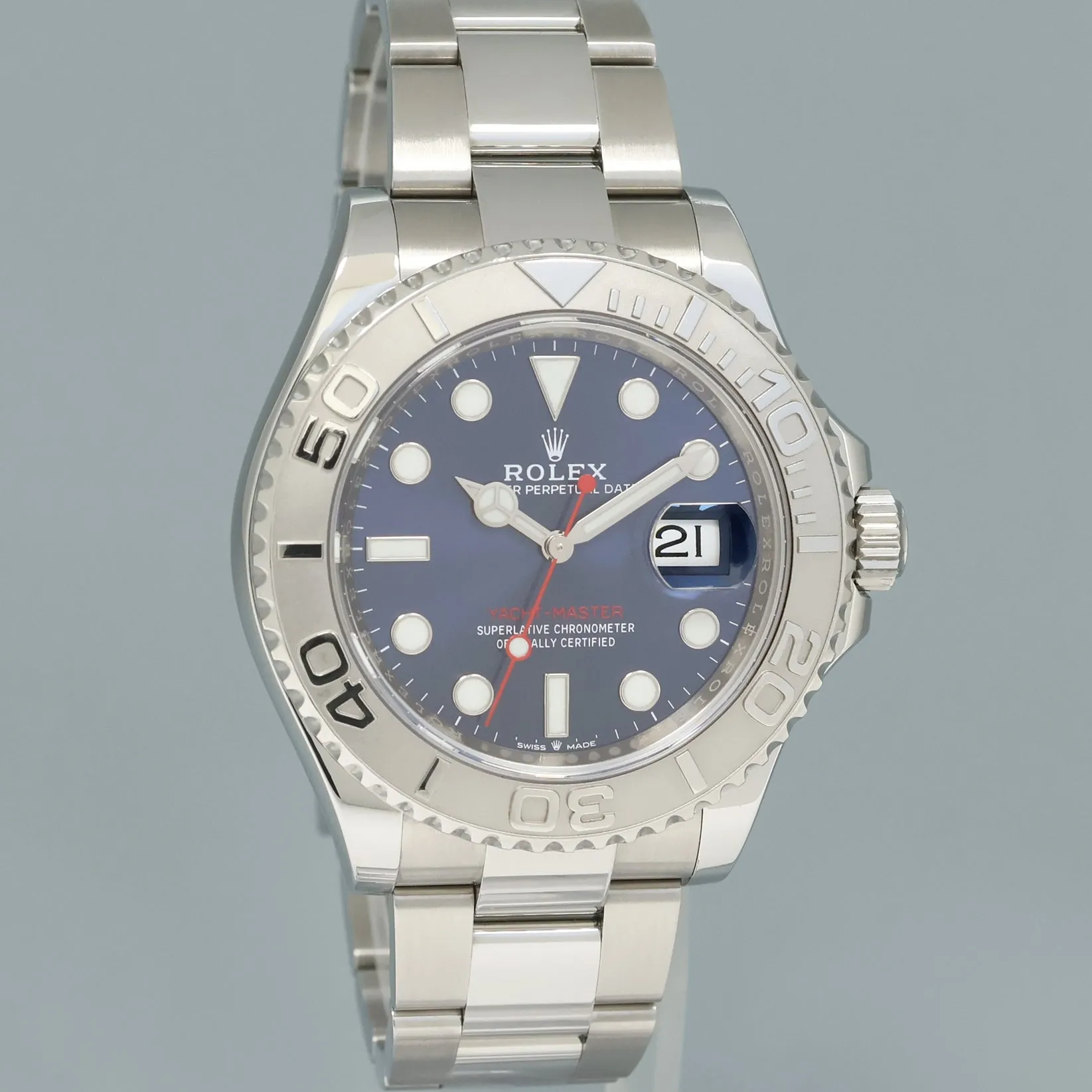 2023 PAPERS Rolex Yacht-Master 126622 Steel Platinum Rhodium Blue Watch Box