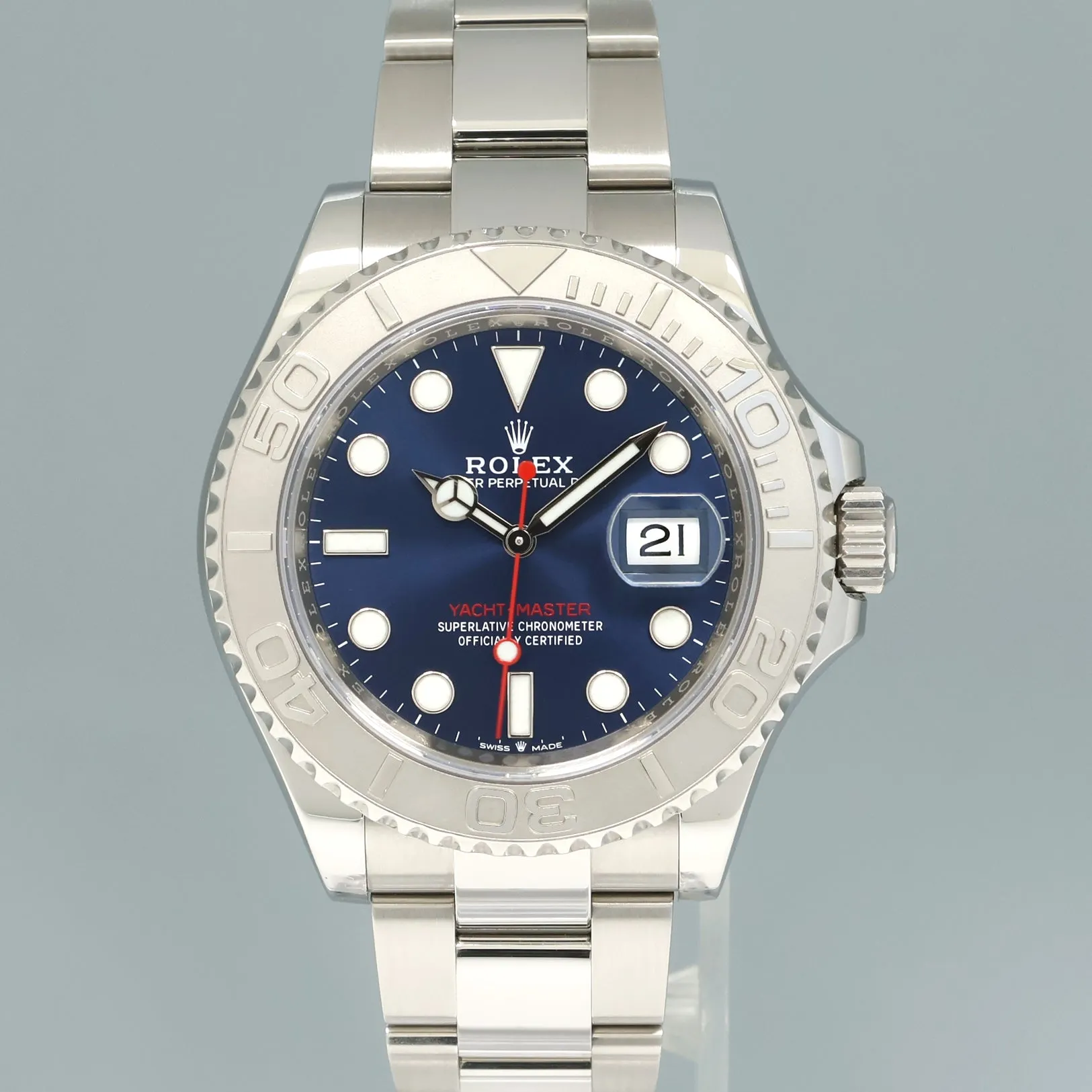 2023 PAPERS Rolex Yacht-Master 126622 Steel Platinum Rhodium Blue Watch Box