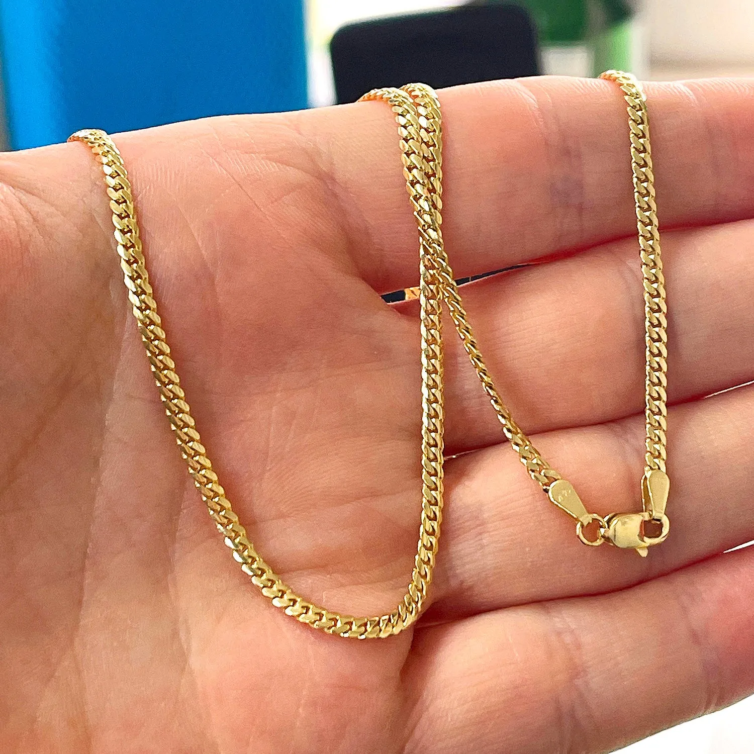 2.5MM Real Solid 14k Yellow Gold Miami Cuban Chain