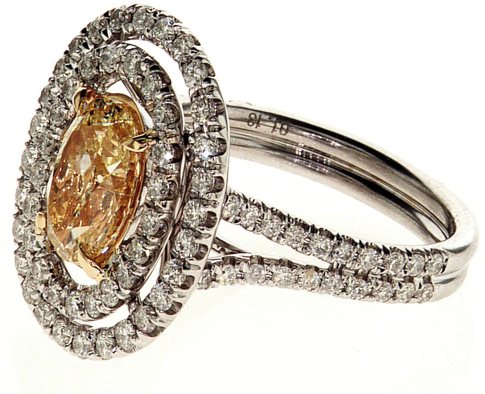 3 CT Natural Fancy Yellow Color VS1 Diamond Ring GIA Certified Oval Cut 18k Gold