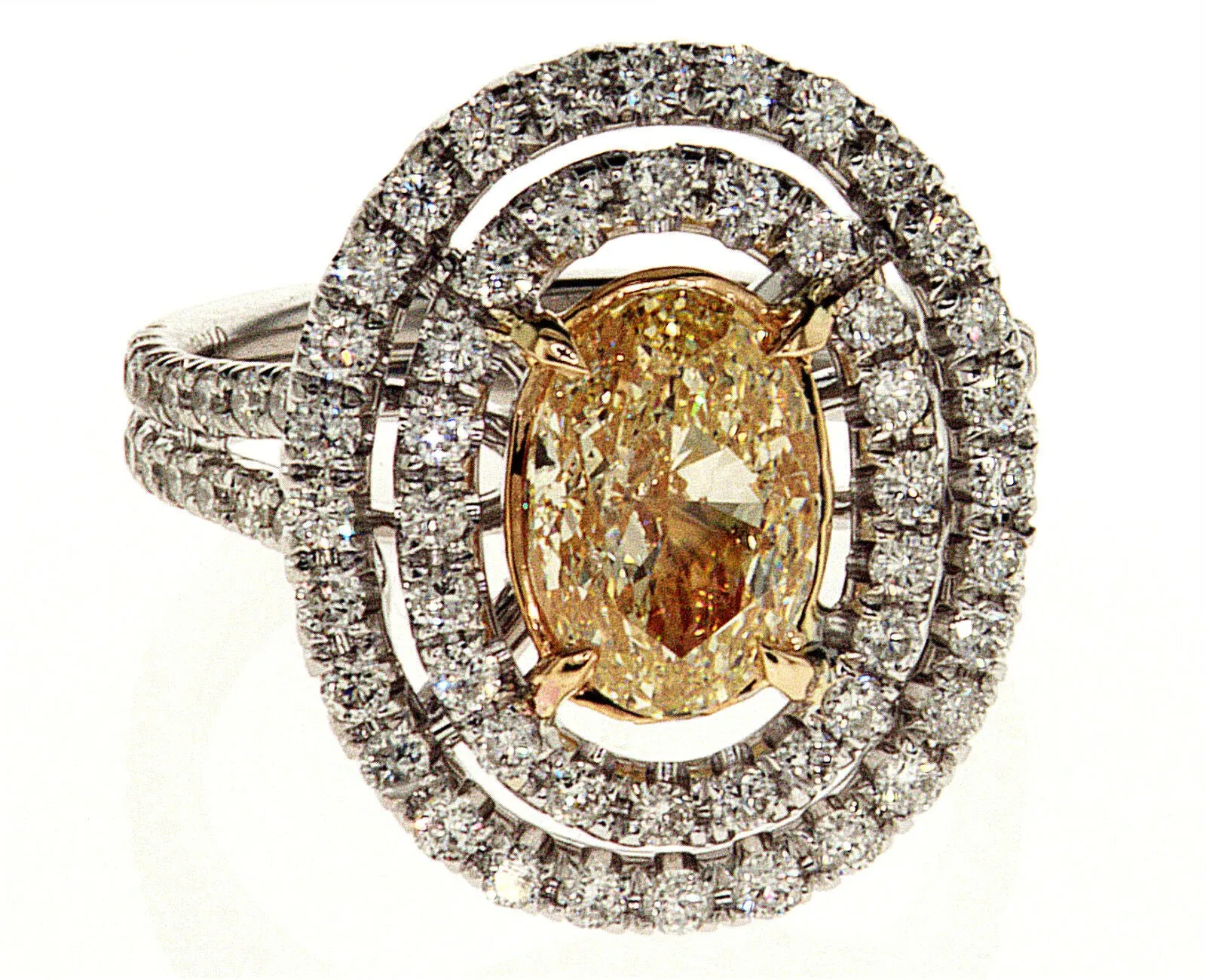 3 CT Natural Fancy Yellow Color VS1 Diamond Ring GIA Certified Oval Cut 18k Gold