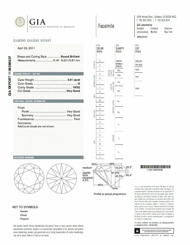 3.01 CT G VVS2 Natural Loose Diamond GIA Certified Natural Round Cut Brilliant
