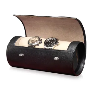 4-Watch Leather and Wood Luxury Travel Roll | Agresti Rollo Delle Ore