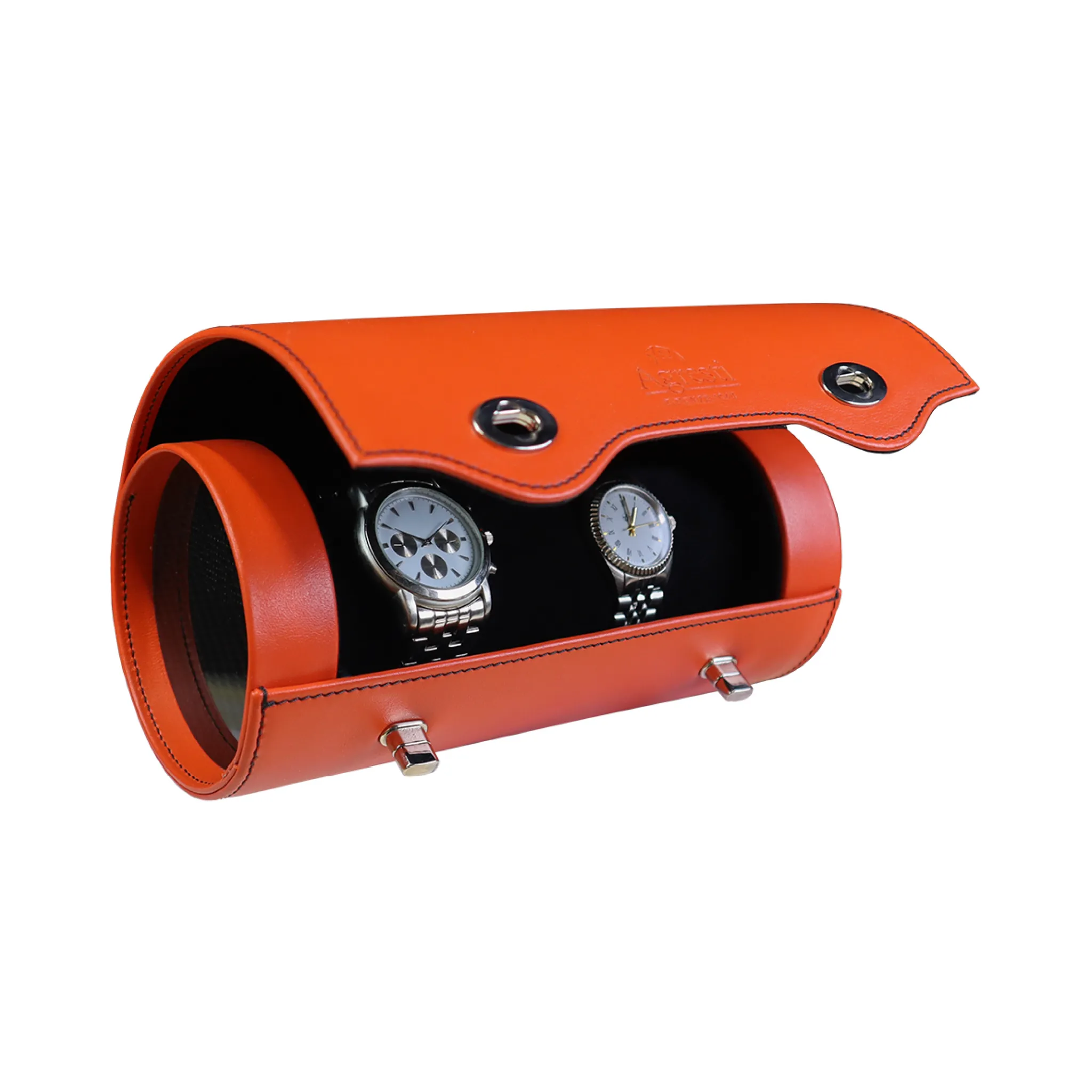4-Watch Luxury Leather Travel Roll | Agresti Rollo Carbonio