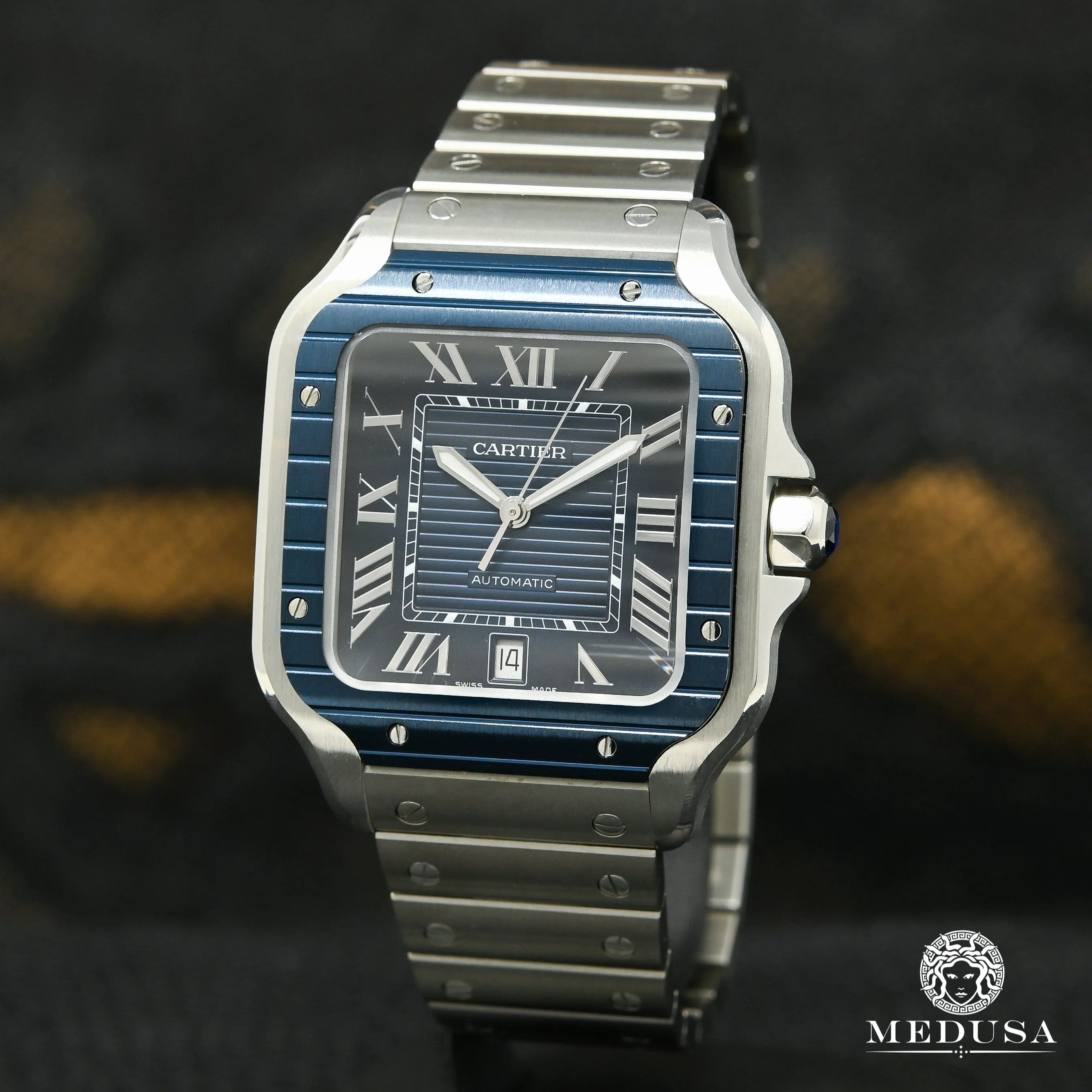 40mm C-Luxury-Watches Santos 100 XL - Full Blue Bezel