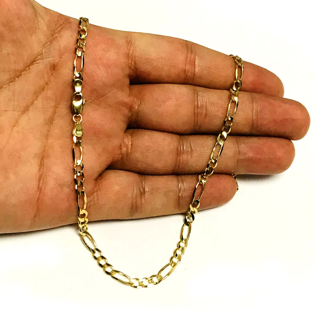 4MM Fine Jewelry For Men-Solid 14k Yellow Gold Figaro Link Chain