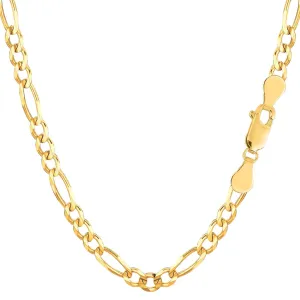 4MM Fine Jewelry For Men-Solid 14k Yellow Gold Figaro Link Chain