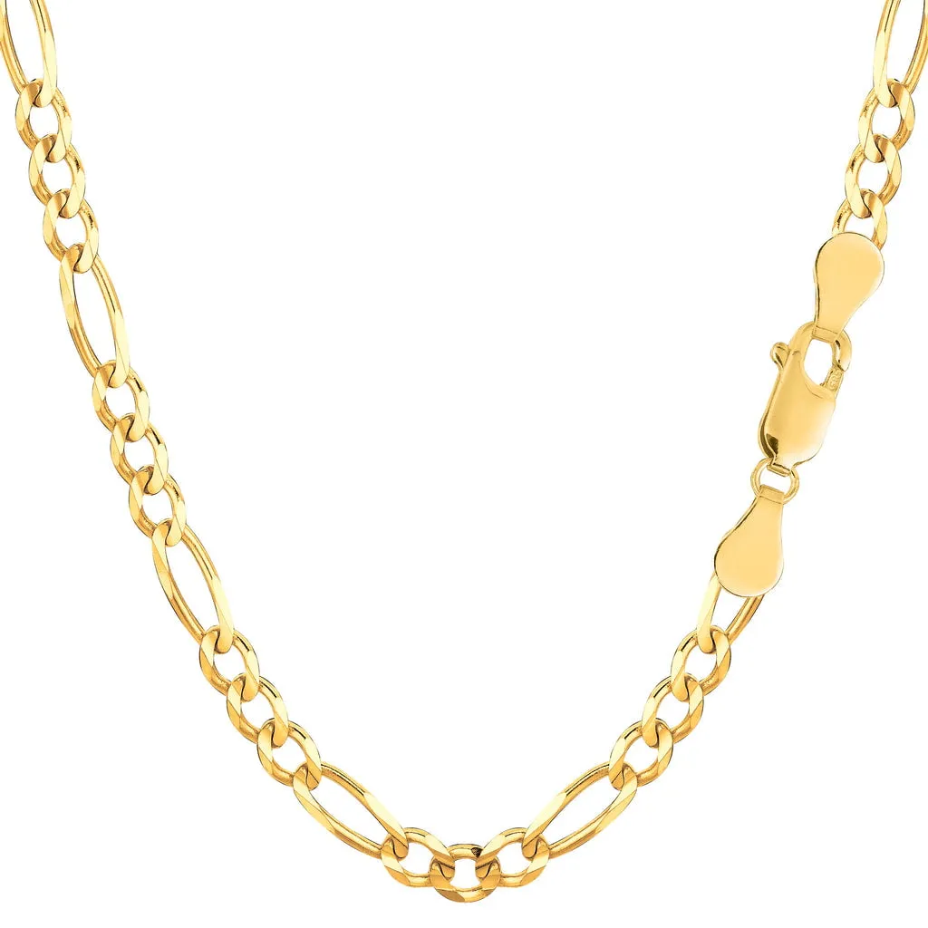 4MM Fine Jewelry For Men-Solid 14k Yellow Gold Figaro Link Chain