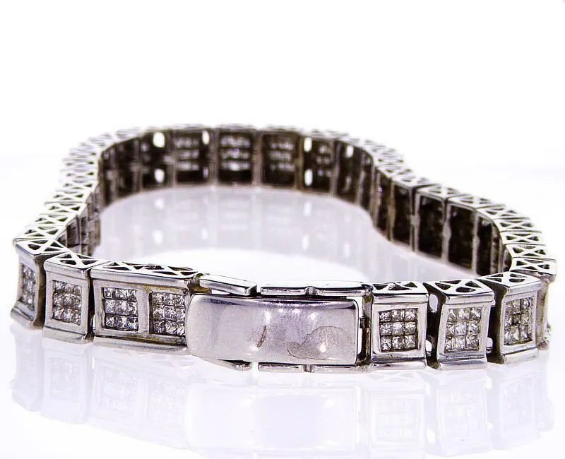 6 CT Diamond Channel Bracelet Certified 14K White Gold Natural Princess Cut