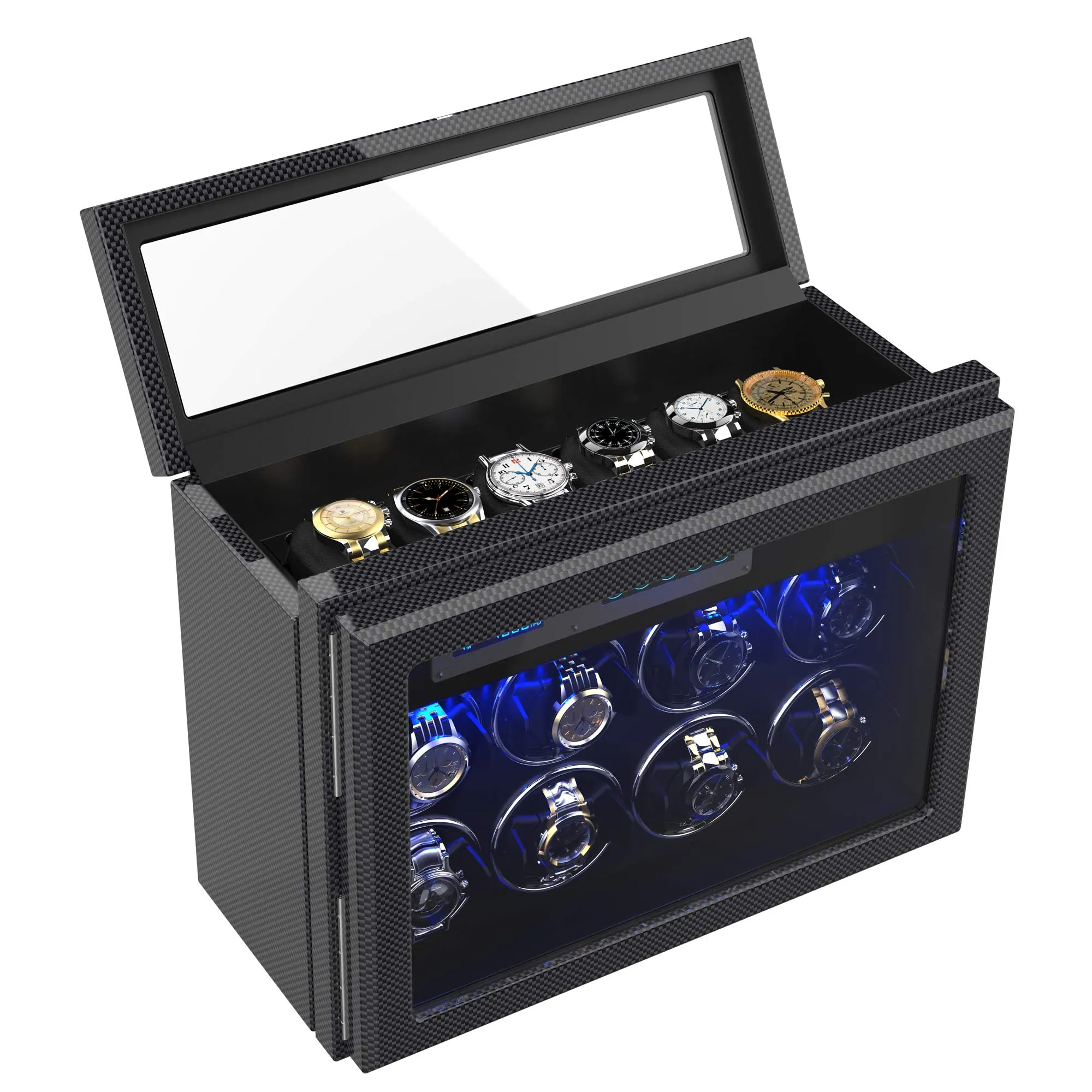 8 Automatic Watch Winder & 6 Storage with Built-in LED