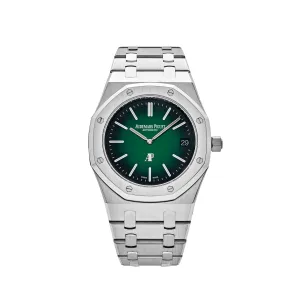A&P Luxury Watches Royal Oak 15202PT.OO.1240PT.01 'Jumbo' Extra-Thin Platinum Green Dial