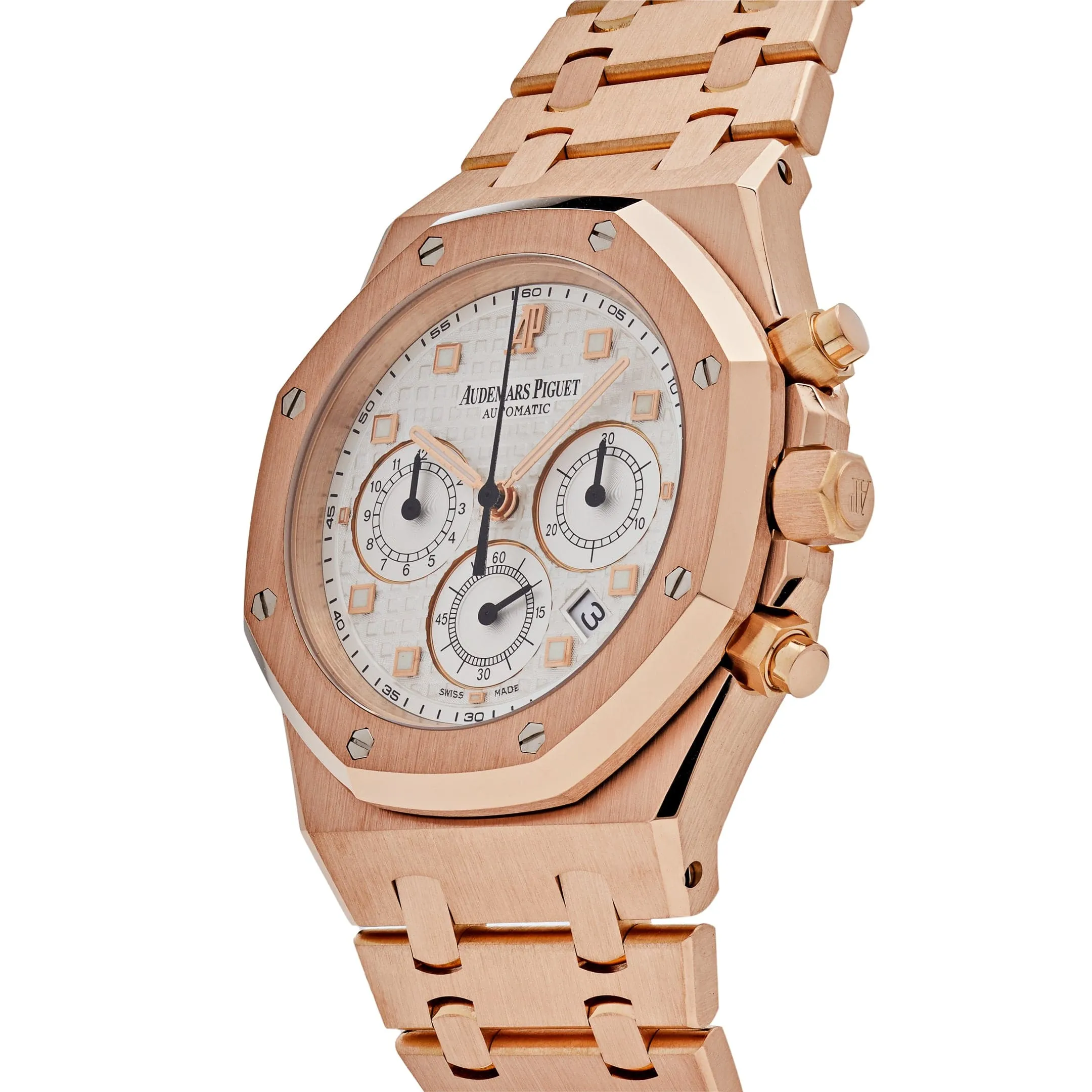 A&P Luxury Watches Royal Oak 26022OR.OO.D088CR.01 Chronograph Rose Gold White Dial