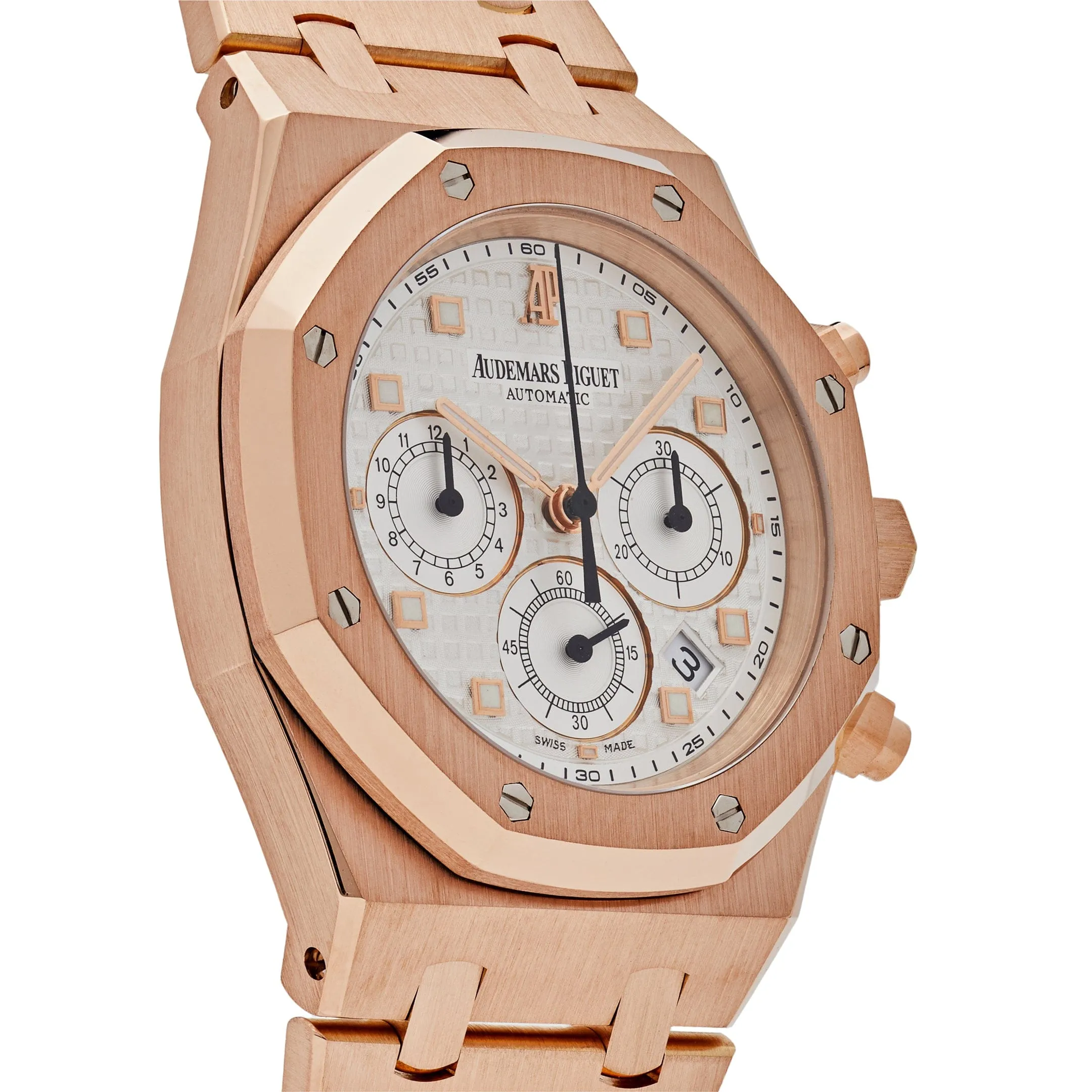 A&P Luxury Watches Royal Oak 26022OR.OO.D088CR.01 Chronograph Rose Gold White Dial