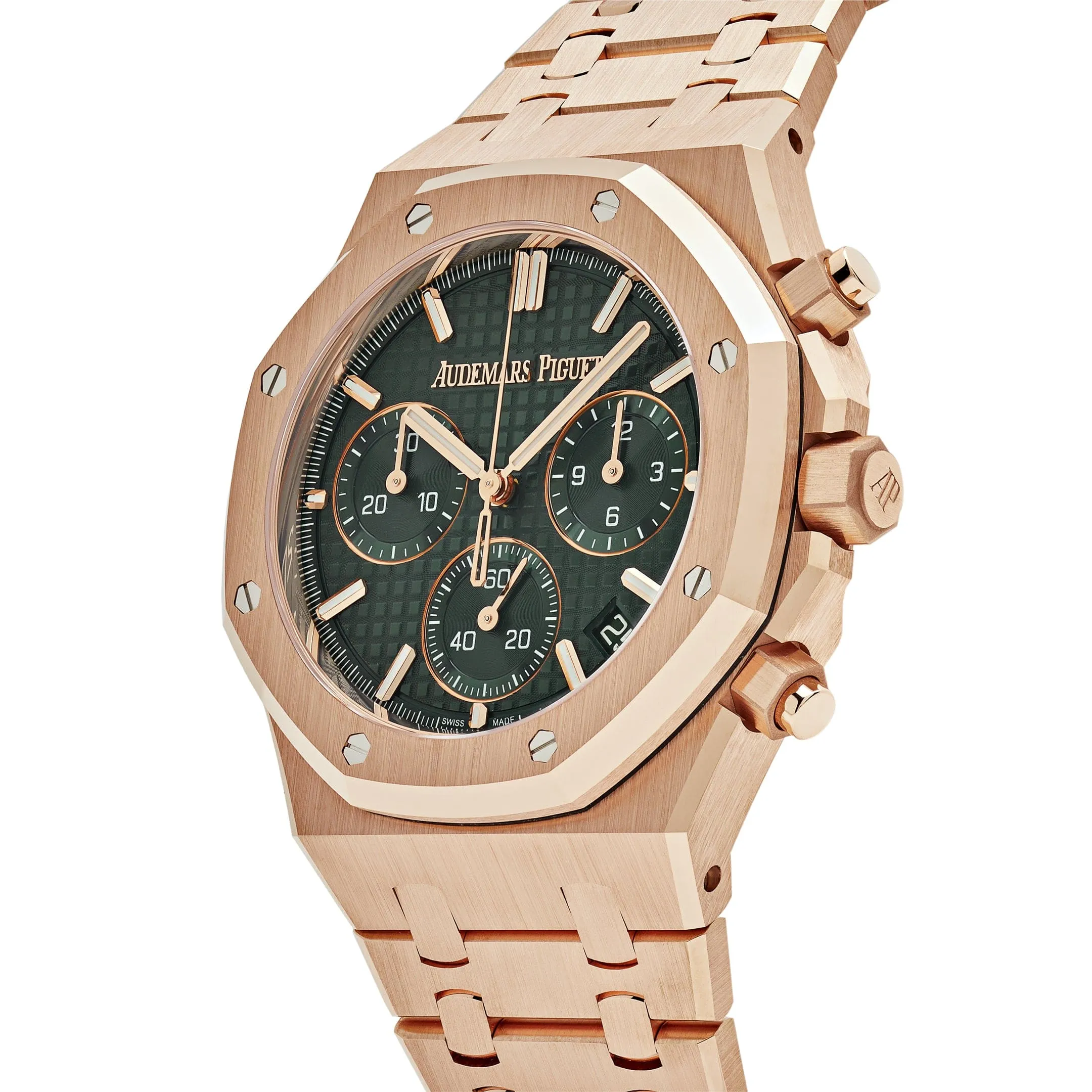 A&P Luxury Watches Royal Oak 26240OR.OO.1320OR.08 Selfwinding Chronograph Rose Gold Khaki Green Dial (2024)