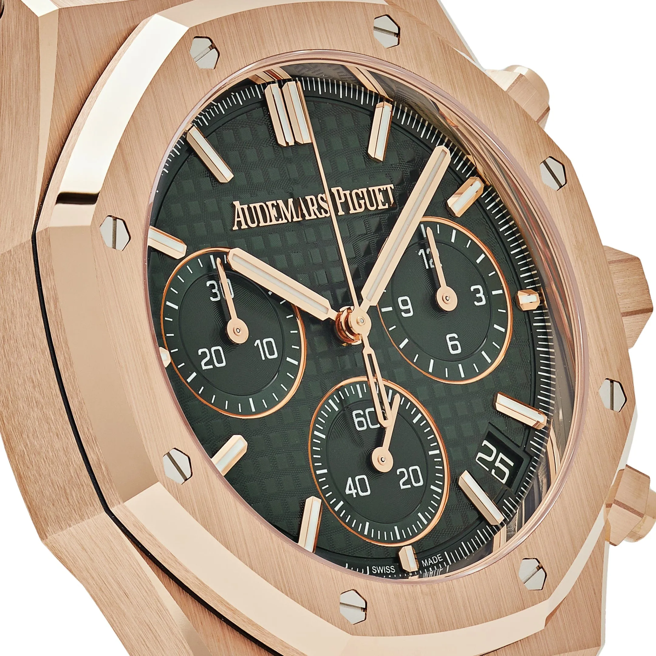 A&P Luxury Watches Royal Oak 26240OR.OO.1320OR.08 Selfwinding Chronograph Rose Gold Khaki Green Dial (2024)
