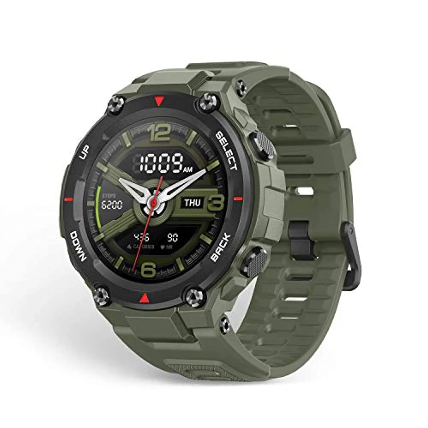 Amazfit T-Rex Smart Watch with GPS, Military Outdoor Sports Watch for Men,20-Day Battery Life, 1.3'' AMOLED Display,5 ATM Water Resistant, 14-Sports Modes, Heart Rate Sleep Monitor, Army Green
