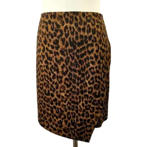 Ann Taylor Animal Print Asymmetrical Short Skirt Size 0 Stretch Wool Blend NEW