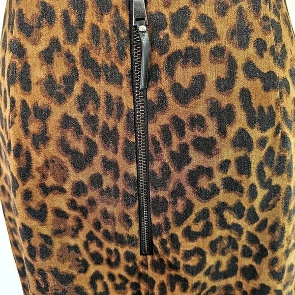 Ann Taylor Animal Print Asymmetrical Short Skirt Size 0 Stretch Wool Blend NEW