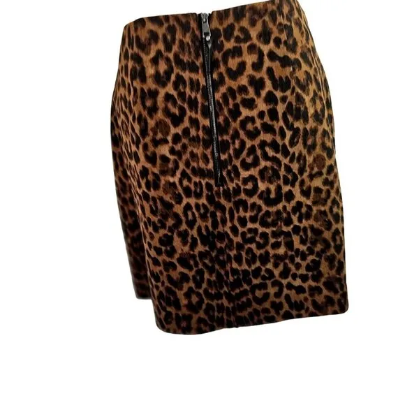 Ann Taylor Animal Print Asymmetrical Short Skirt Size 0 Stretch Wool Blend NEW