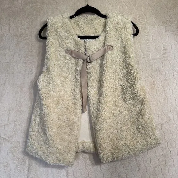 Anthropology‎ Akemi   Kin Sherpa Vest One Size Cream Faux Fur