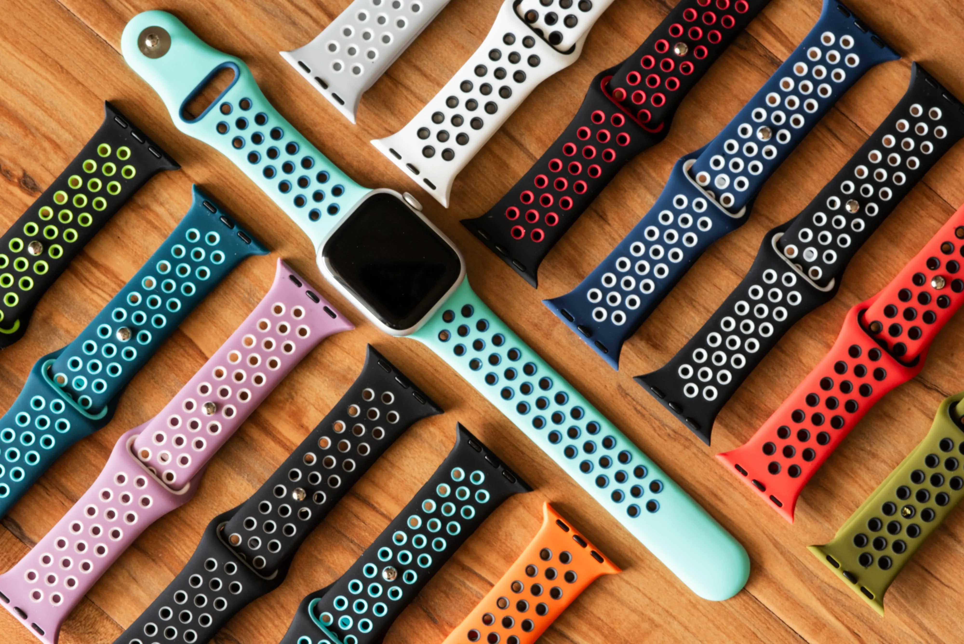 Apple Band Silicone Sport - Black-White
