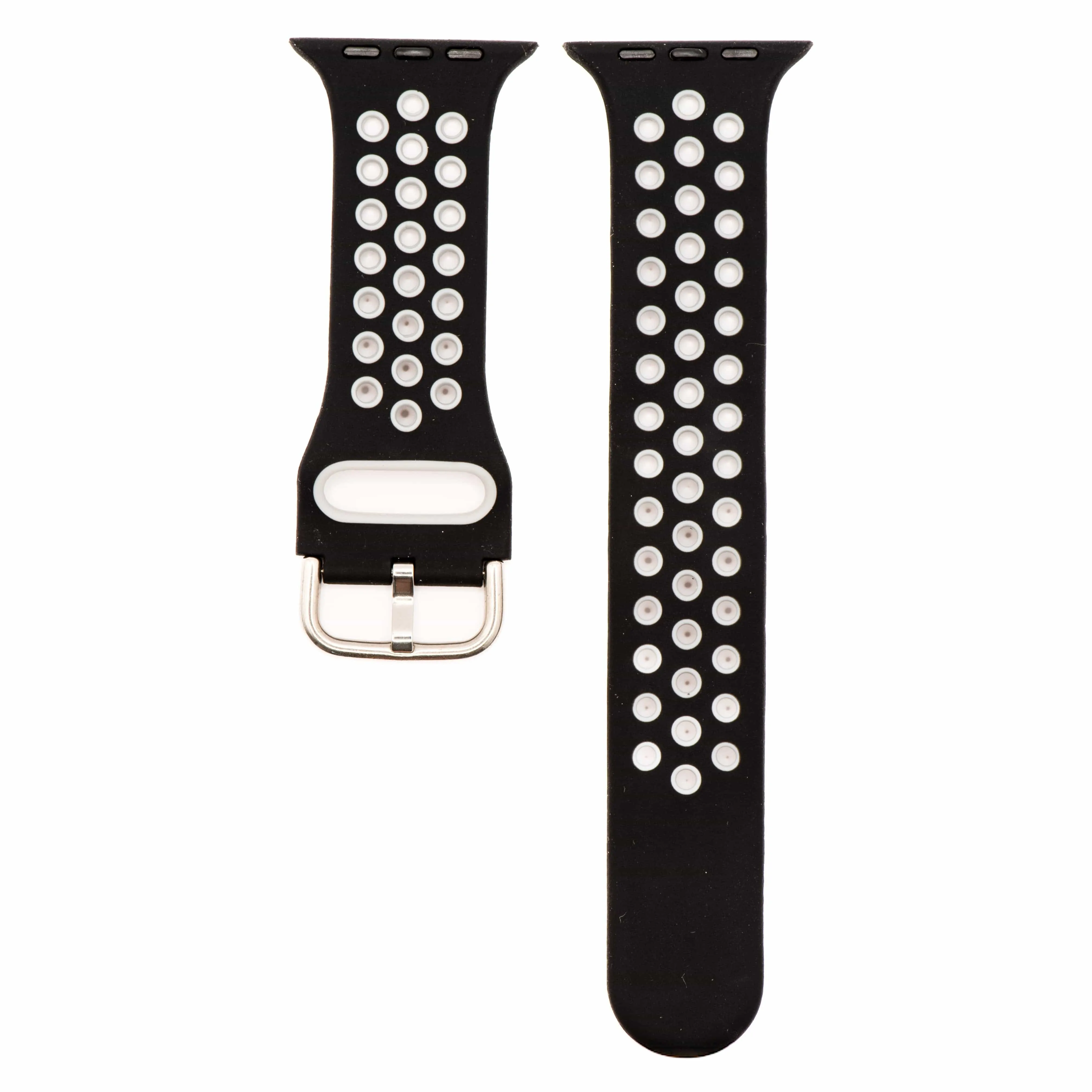 Apple Band - Silicone Sport Buckle - Black & White