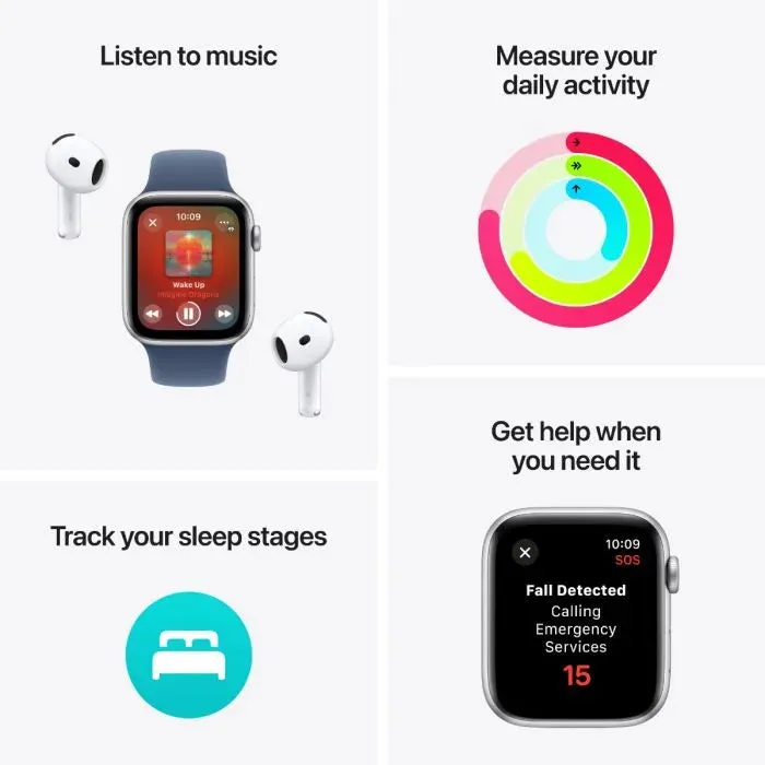 Apple Watch SE GPS 40mm Silver Aluminium Case with Denim Sport Band - M/L