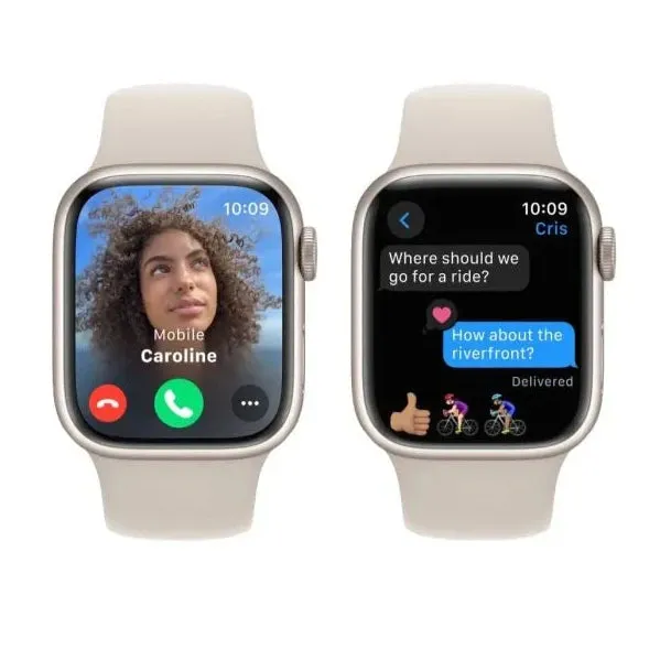 Apple Watch Series 9 GPS 41mm Starlight Aluminium Case with Starlight Sport Band - M/L