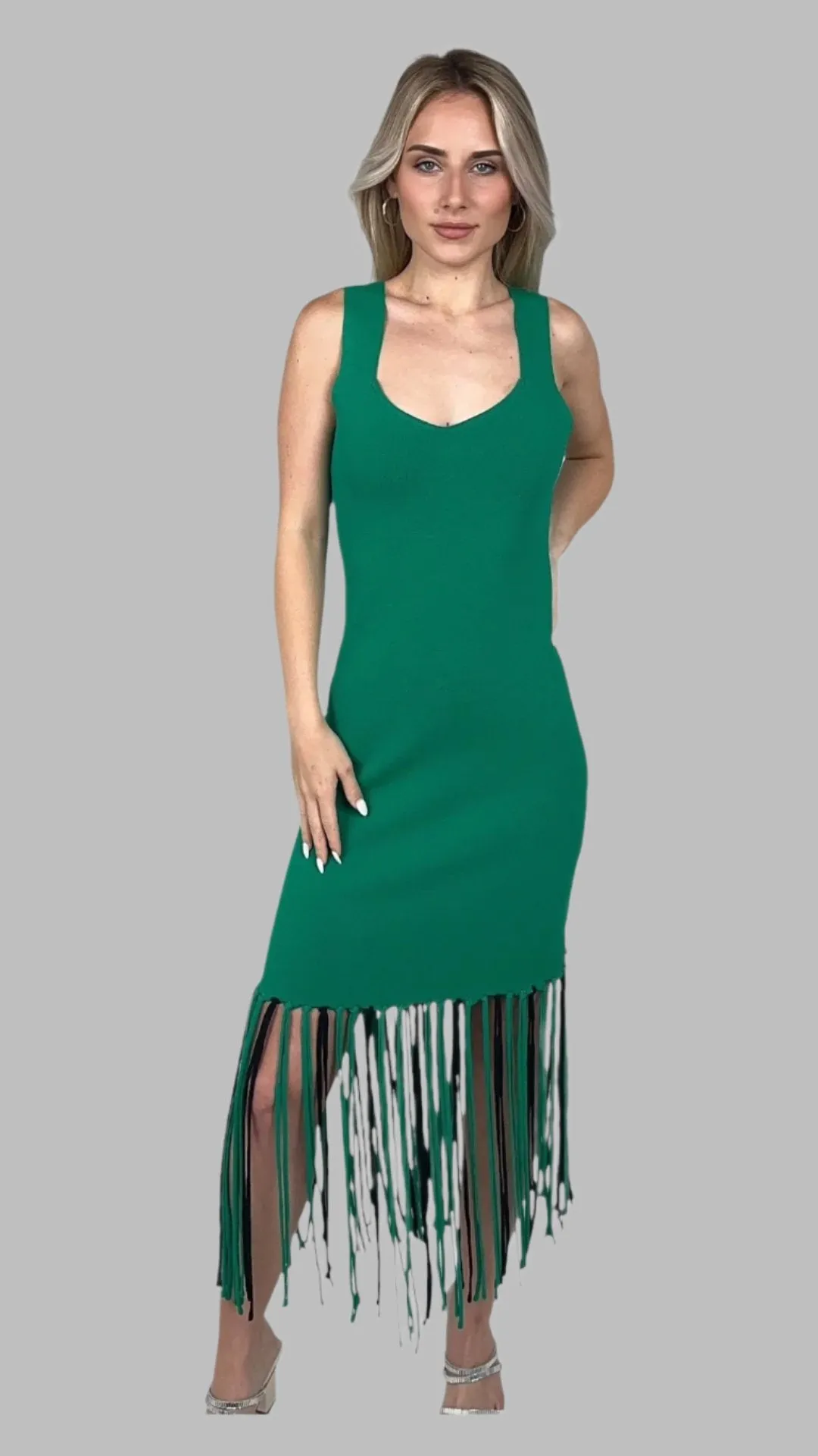 Aqua Green Sleeveless Sweater Dress
