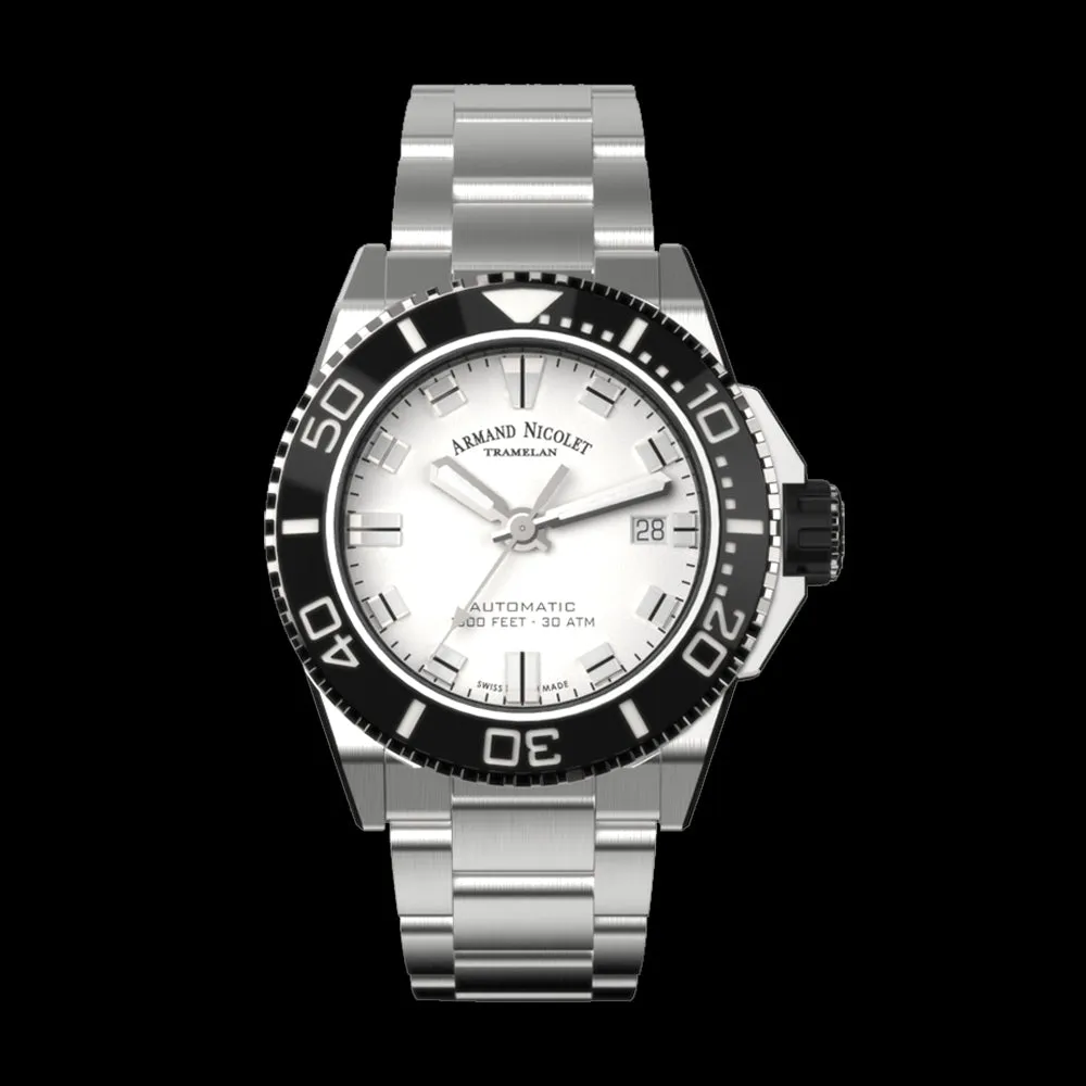 ARMAND NICOLET JS9-41 MEN'S AUTOMATIC STEEL BRACELET SILVER DIAL WATCH