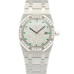 Audemars Piguet White Gold Royal Oak Ref. 15054 with Diamond and Emerald Dial